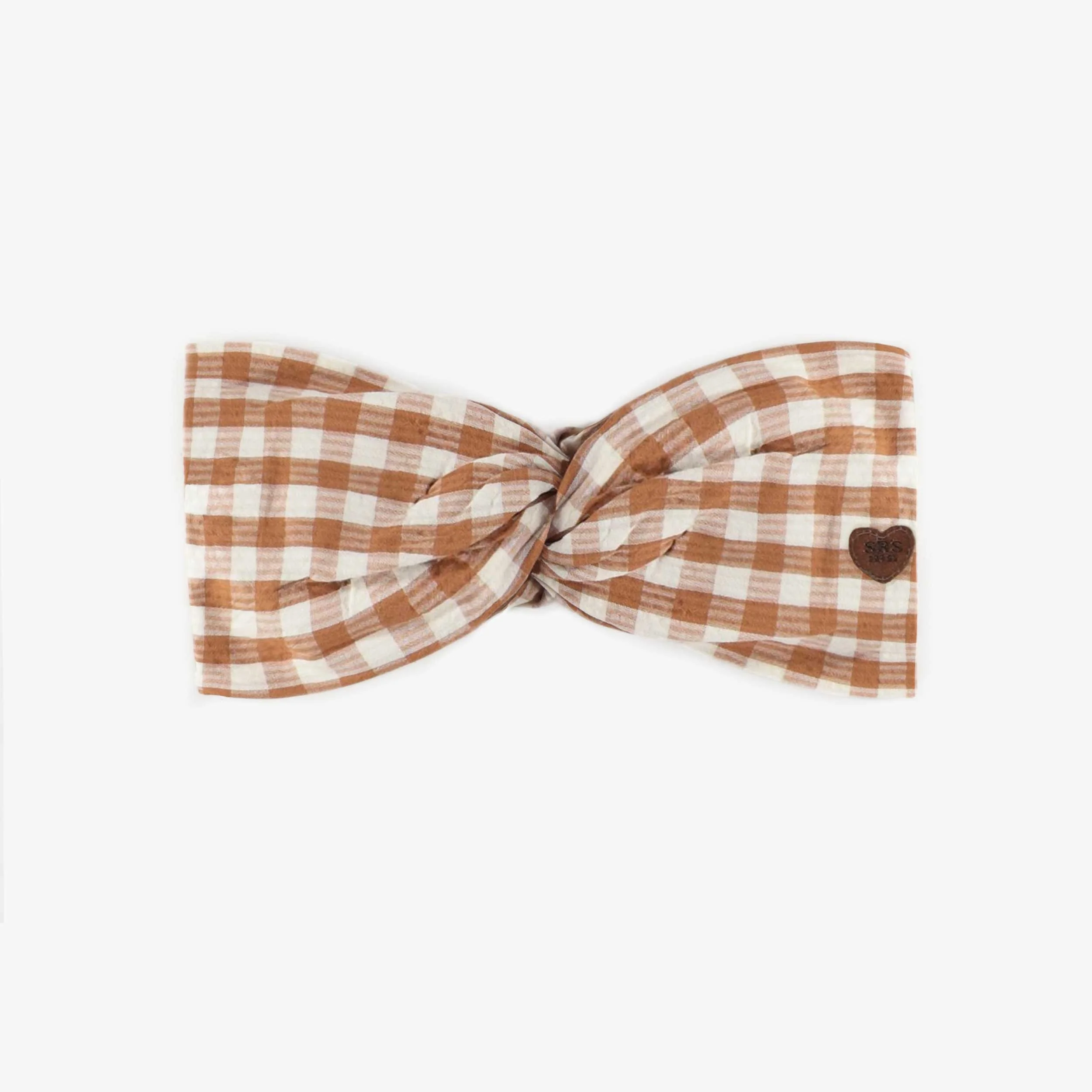 Bandeau à carreaux crème et brun en seersucker, enfant