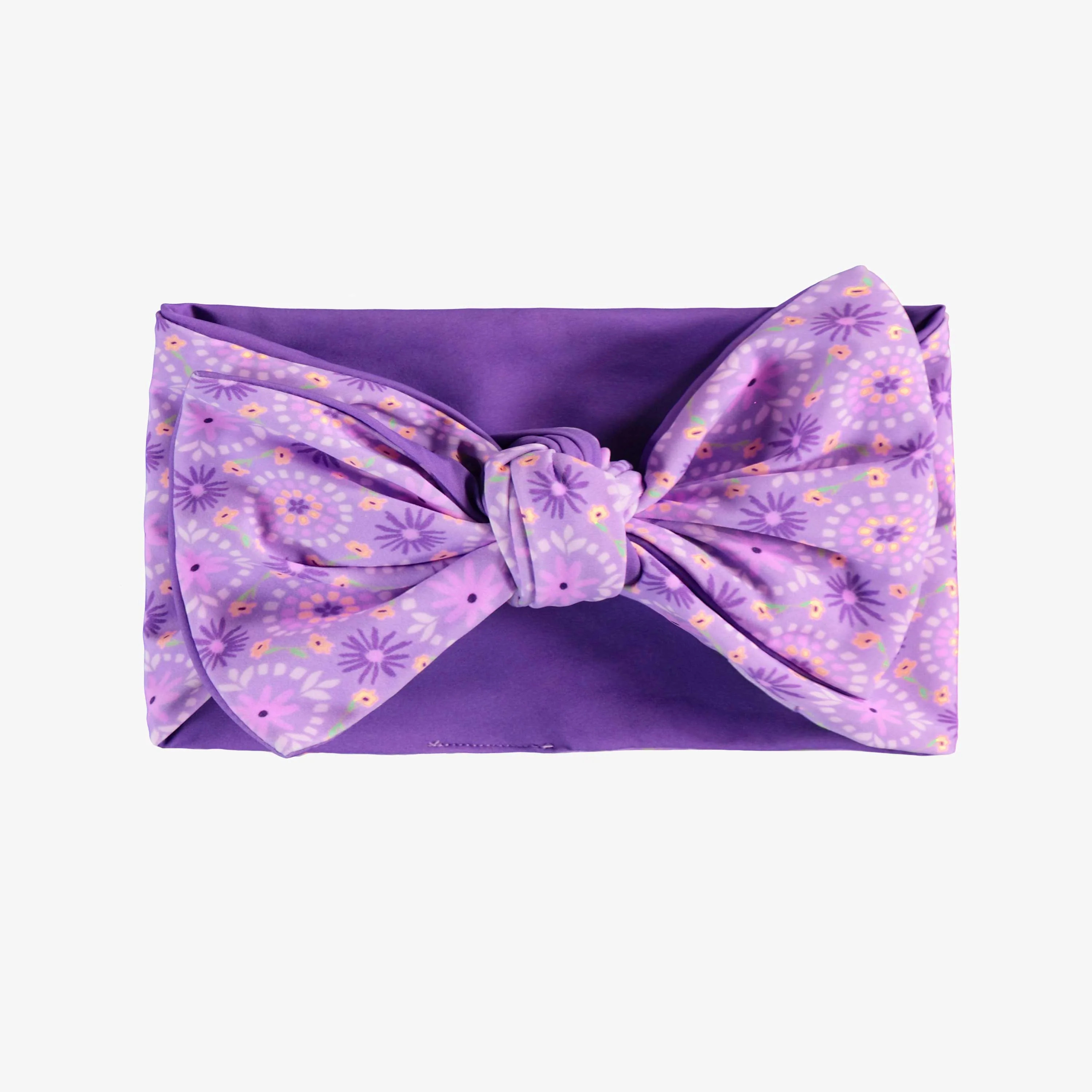 Bandeau de bain réversible mauve à motif floral, enfant