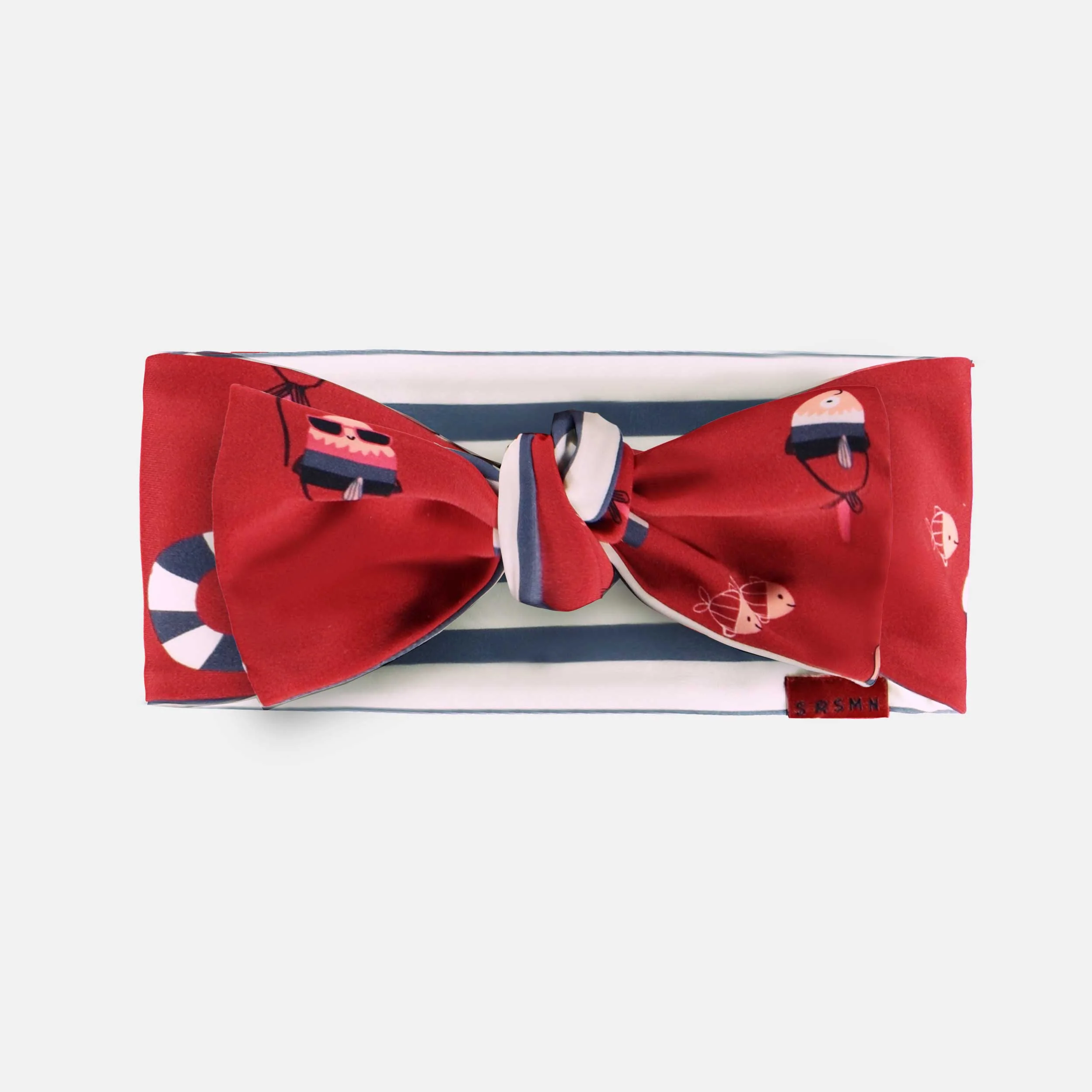 Bandeau de bain réversible rouge à motifs, enfant