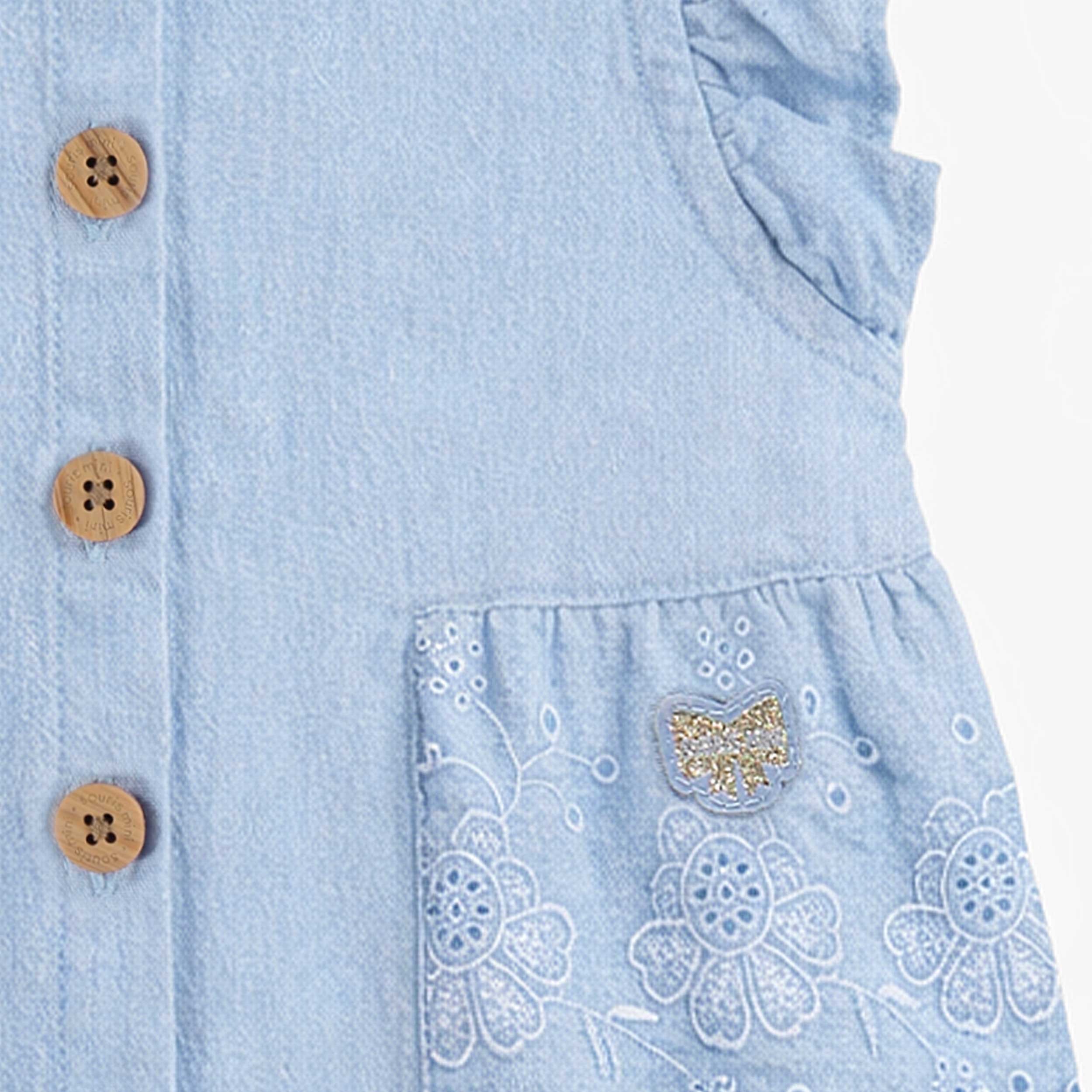 Blouse bleue avec broderie anglaise, bébé - Image 5