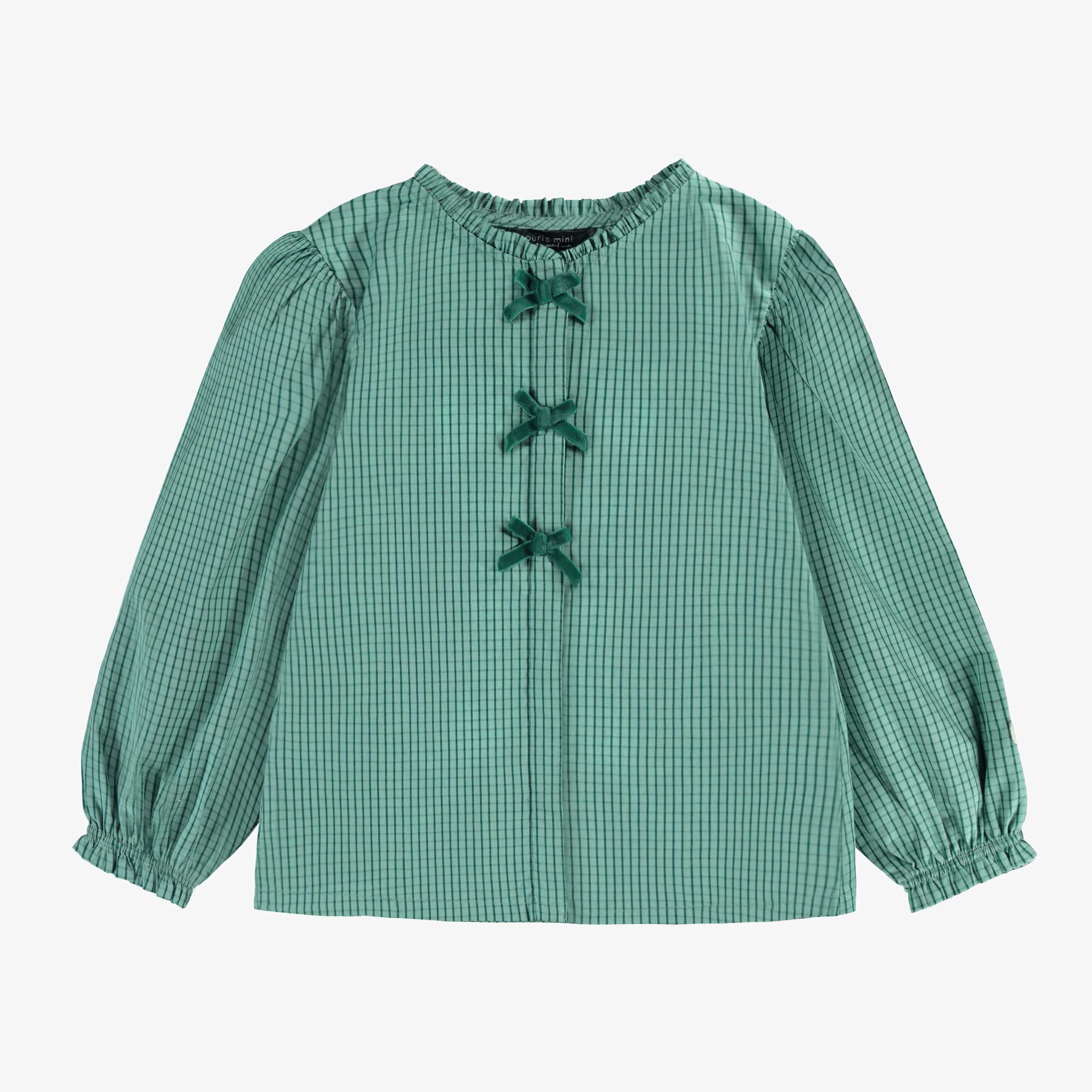 Blouse verte à carreaux vichy, enfant