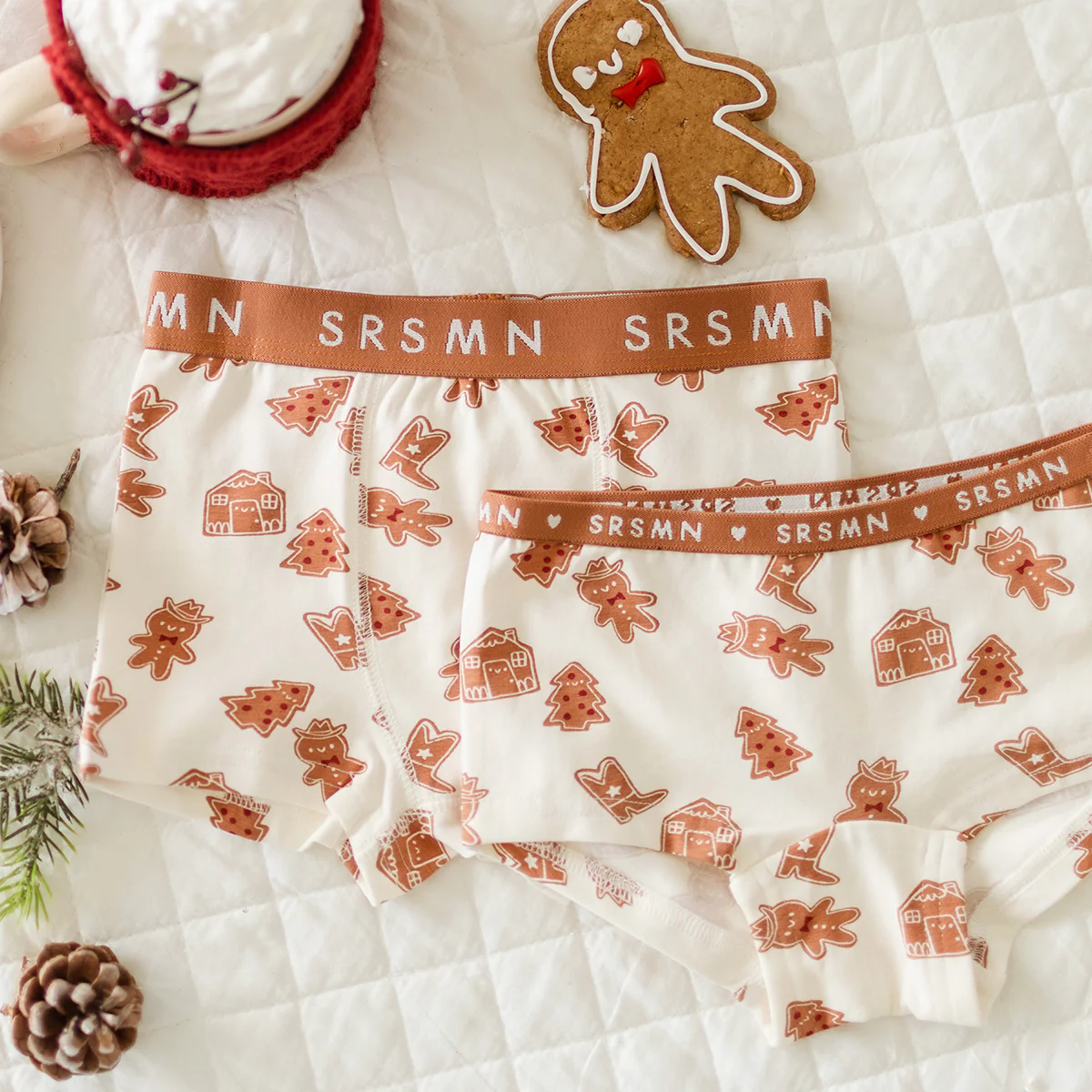 Boxer crème à motifs pain d’épices, enfant - Image 3