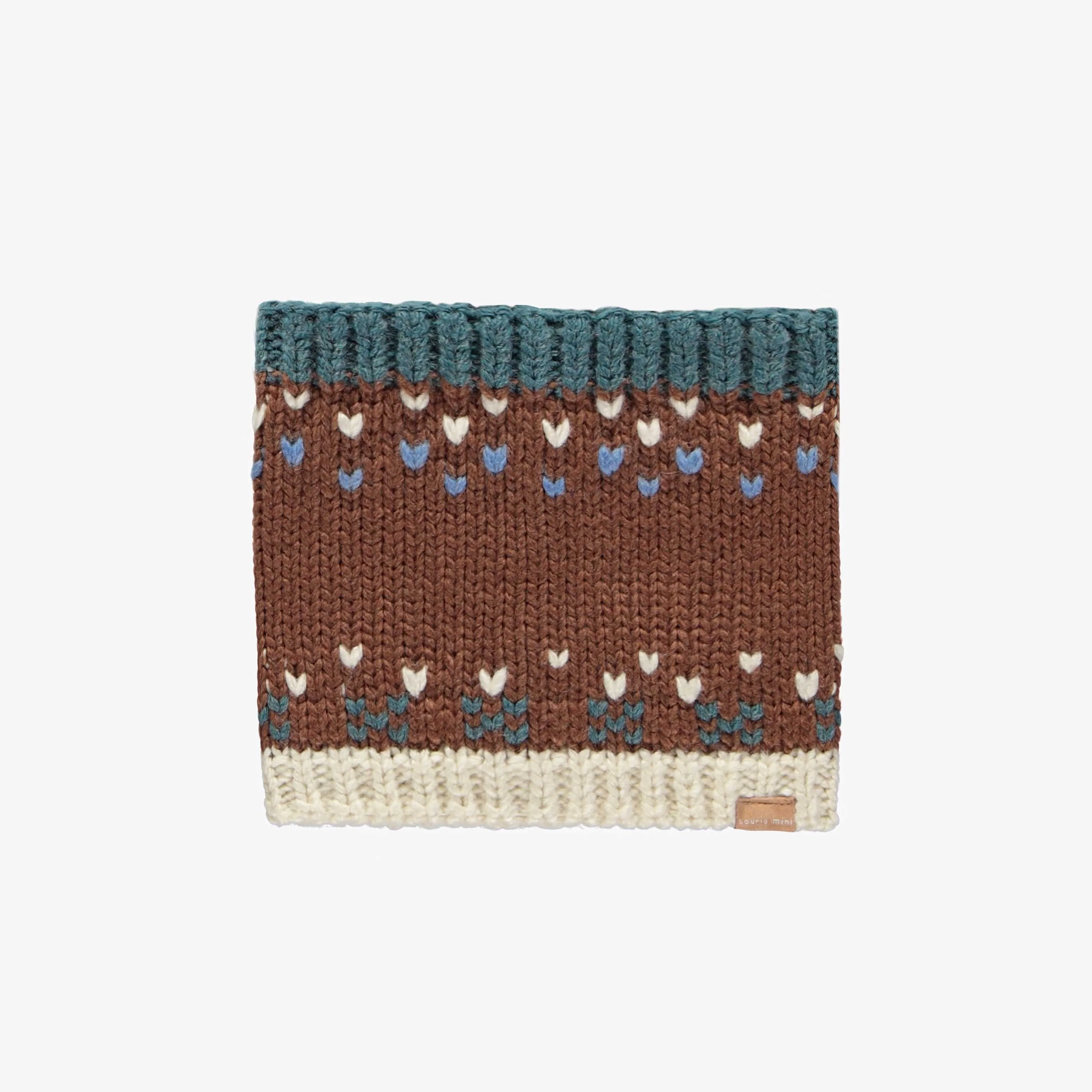 Cache-cou de maille brun à motif, bébé