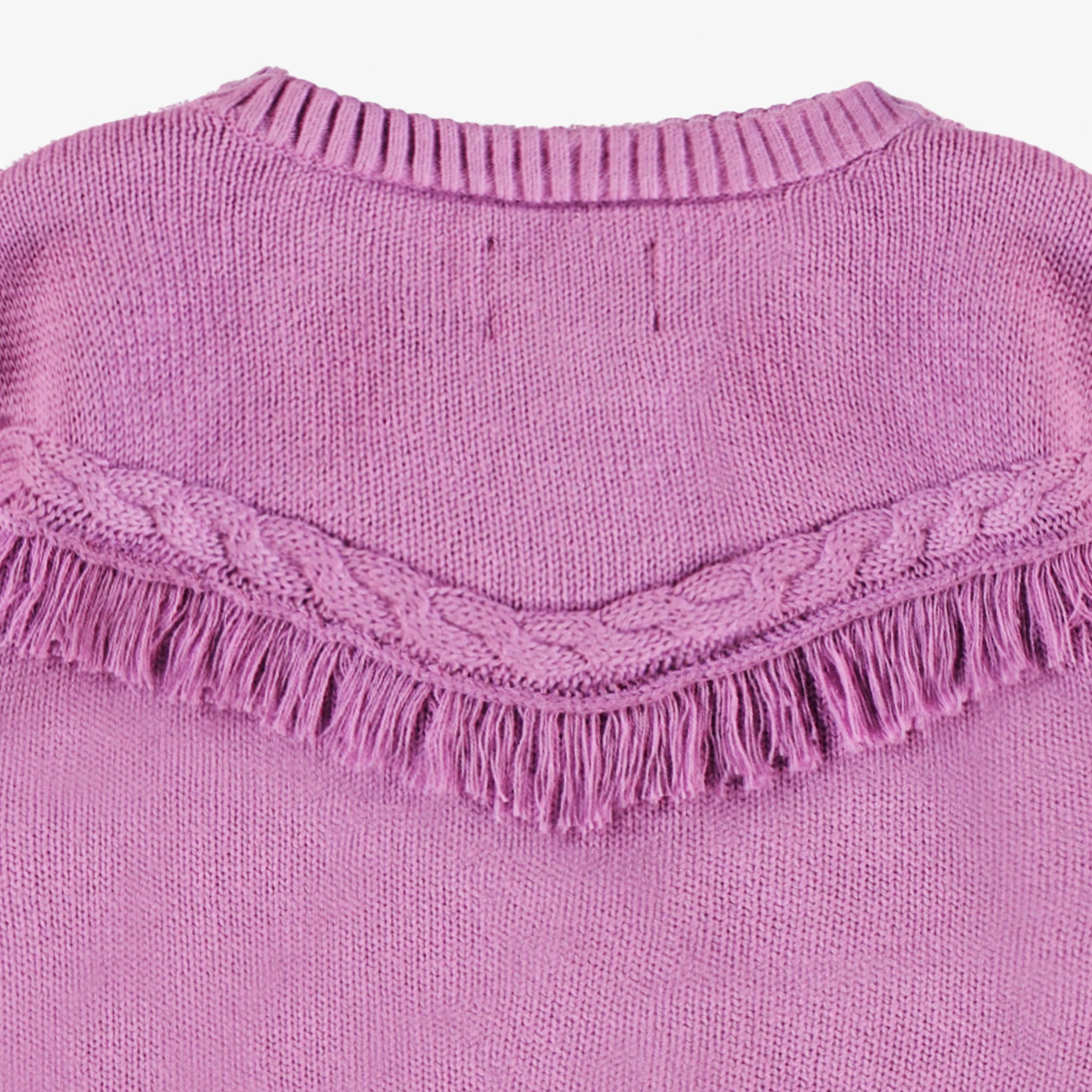 Cardigan mauve en tricot à motifs d’étoiles, bébé - Image 6