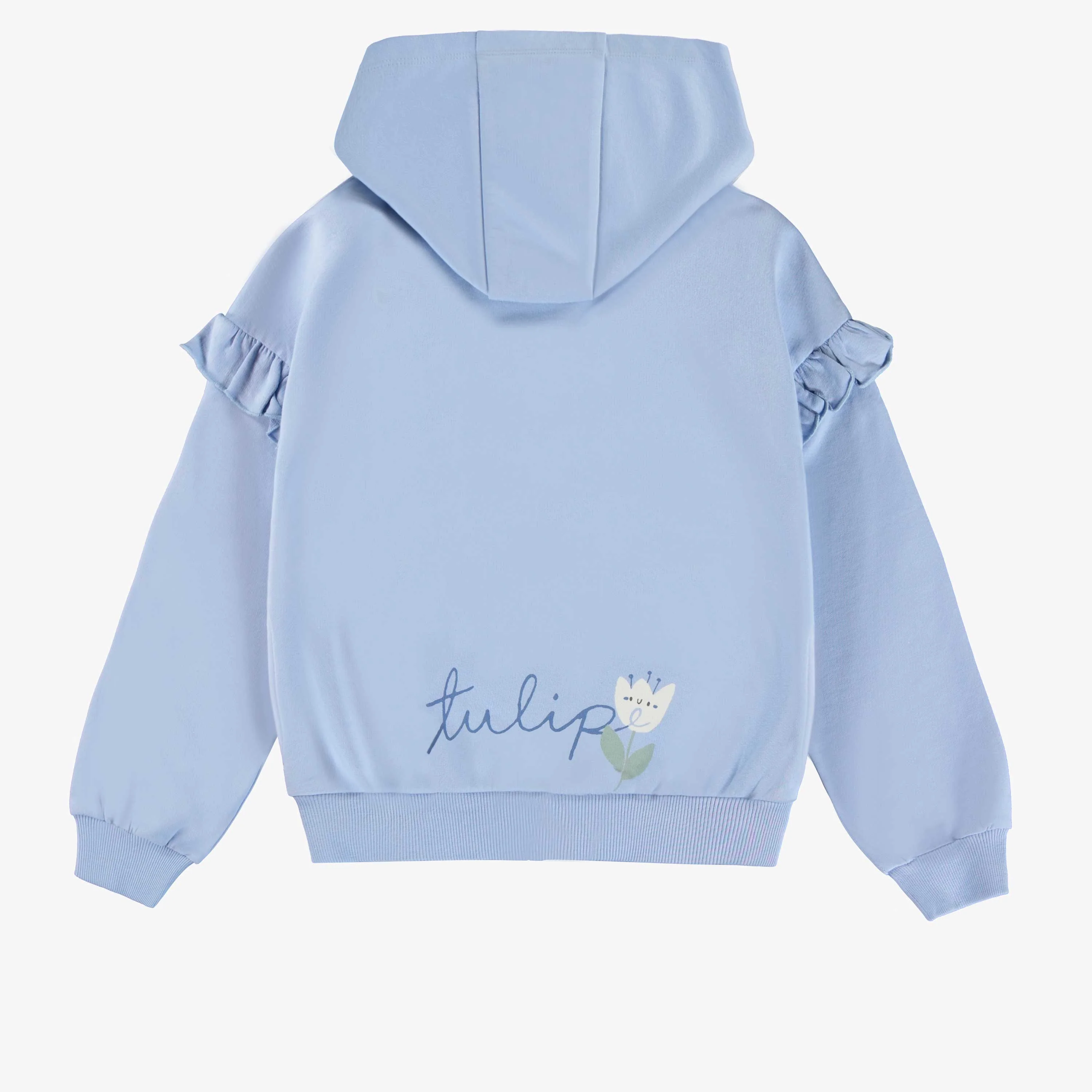 Chandail à capuchon bleu céleste avec motif de tulipe en coton français, enfant - Image 3