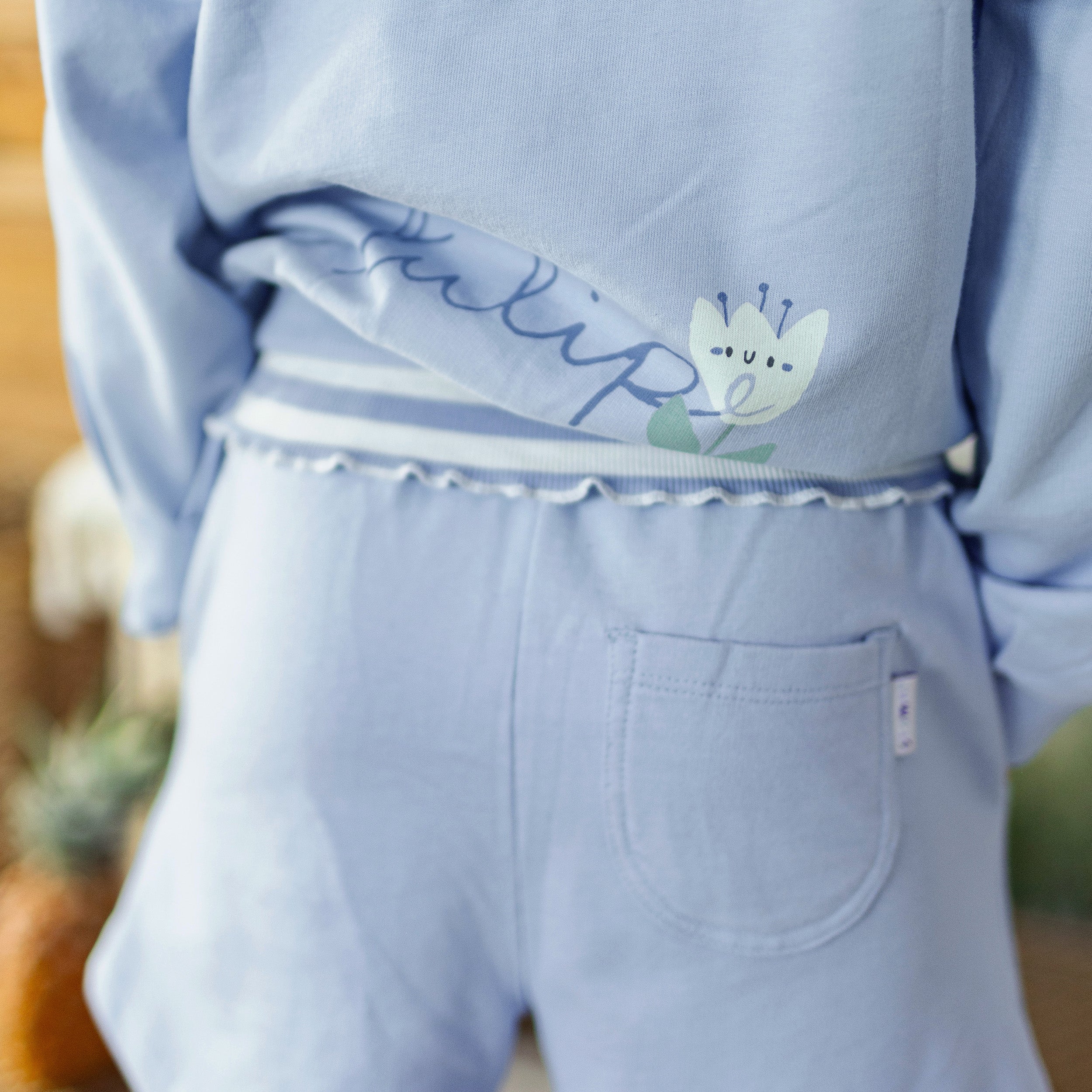 Chandail à capuchon bleu céleste avec motif de tulipe en coton français, enfant - Image 7