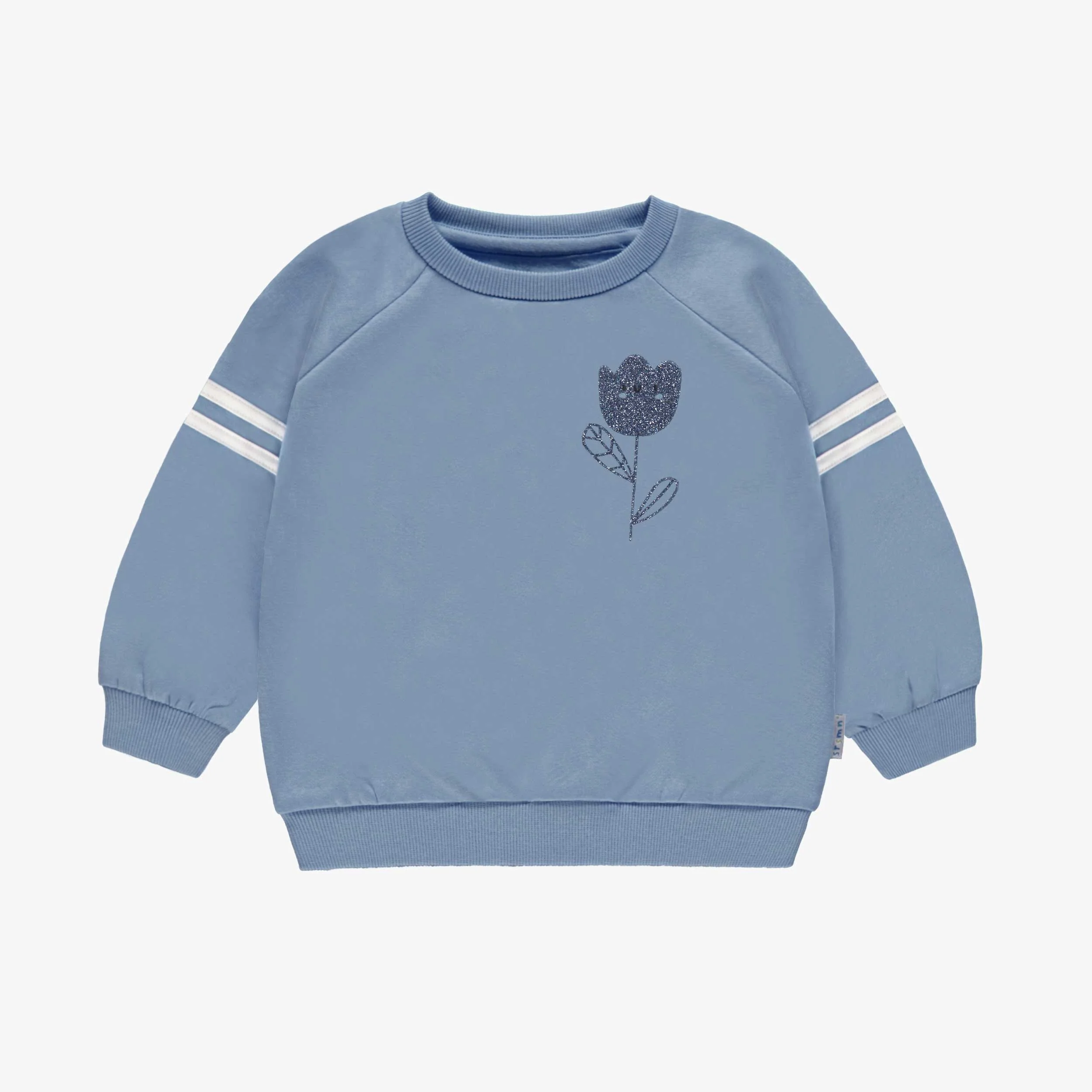 Chandail bleu en molleton avec fleur, bébé