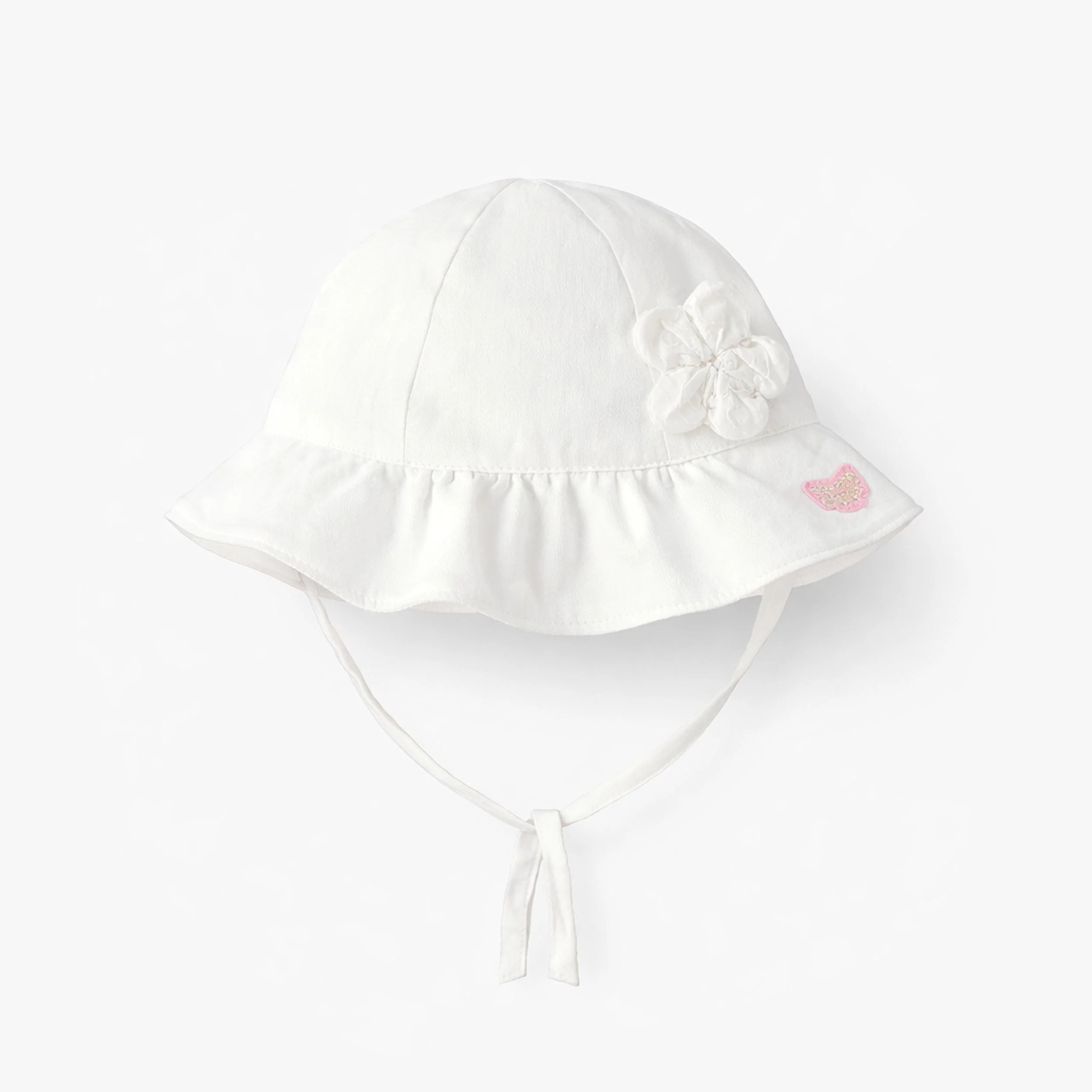 Chapeau cloche blanc avec fleurs, bébé