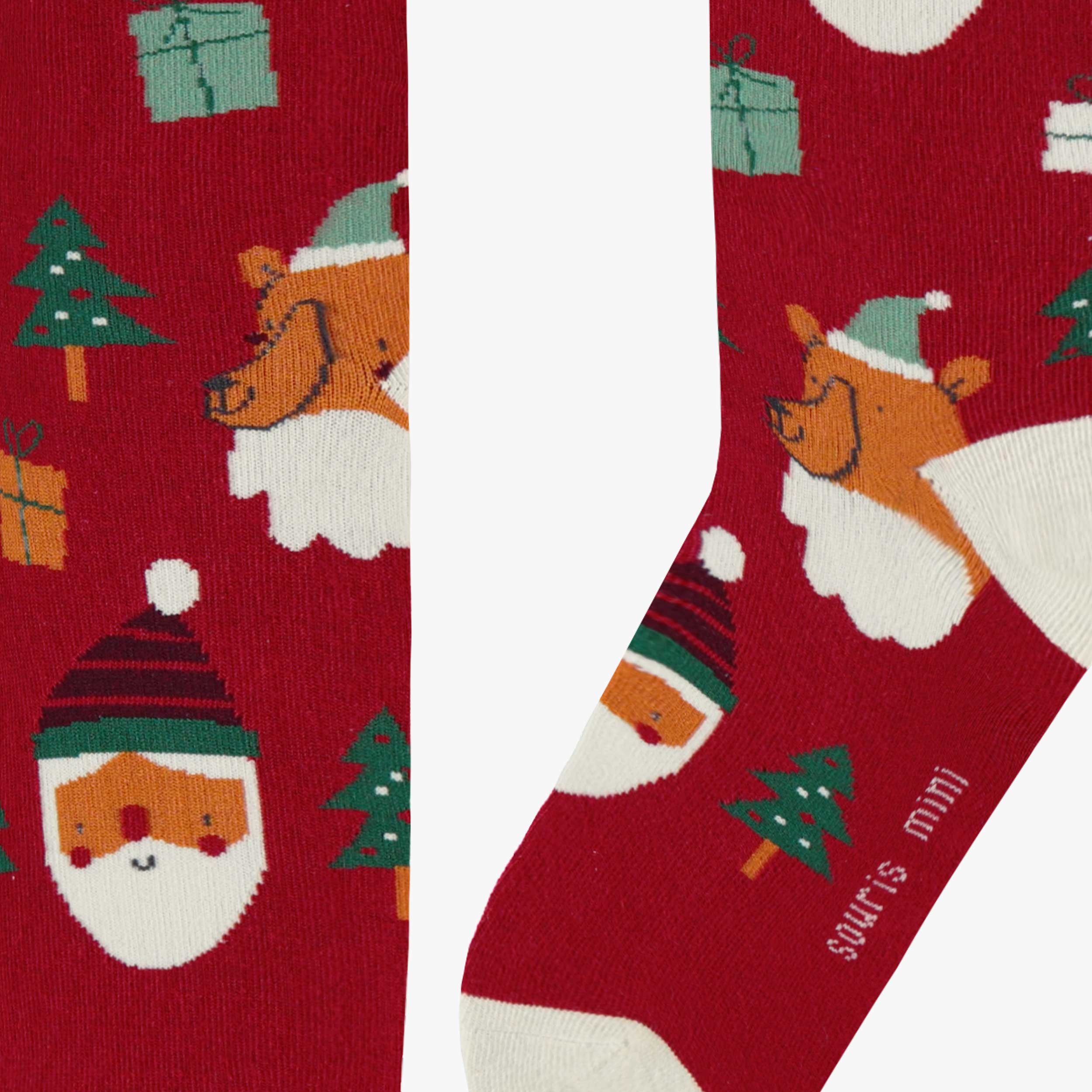 Chaussettes rouge à motifs festifs, adulte - Image 3