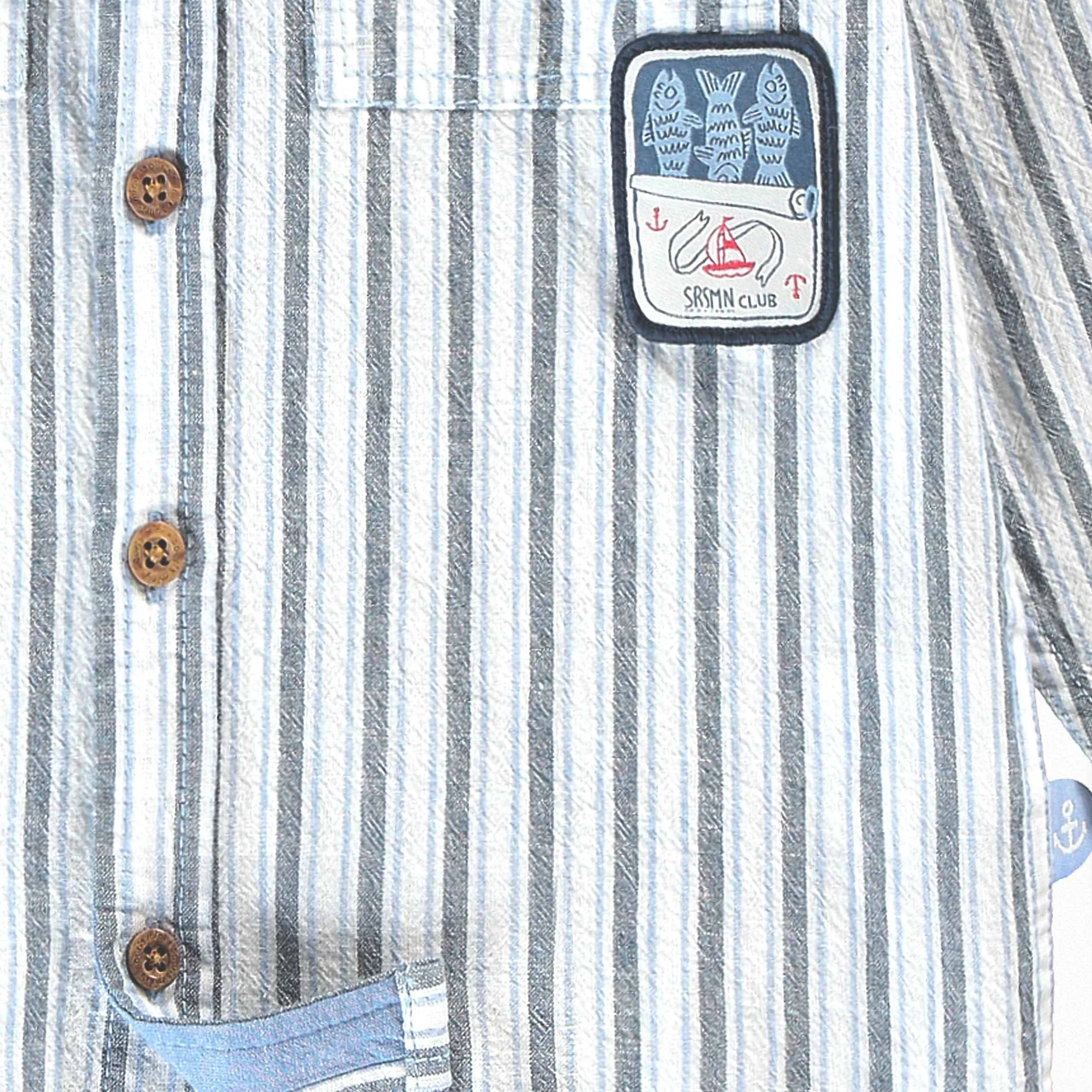 Chemise blanche à rayures bleues, enfant - Image 2