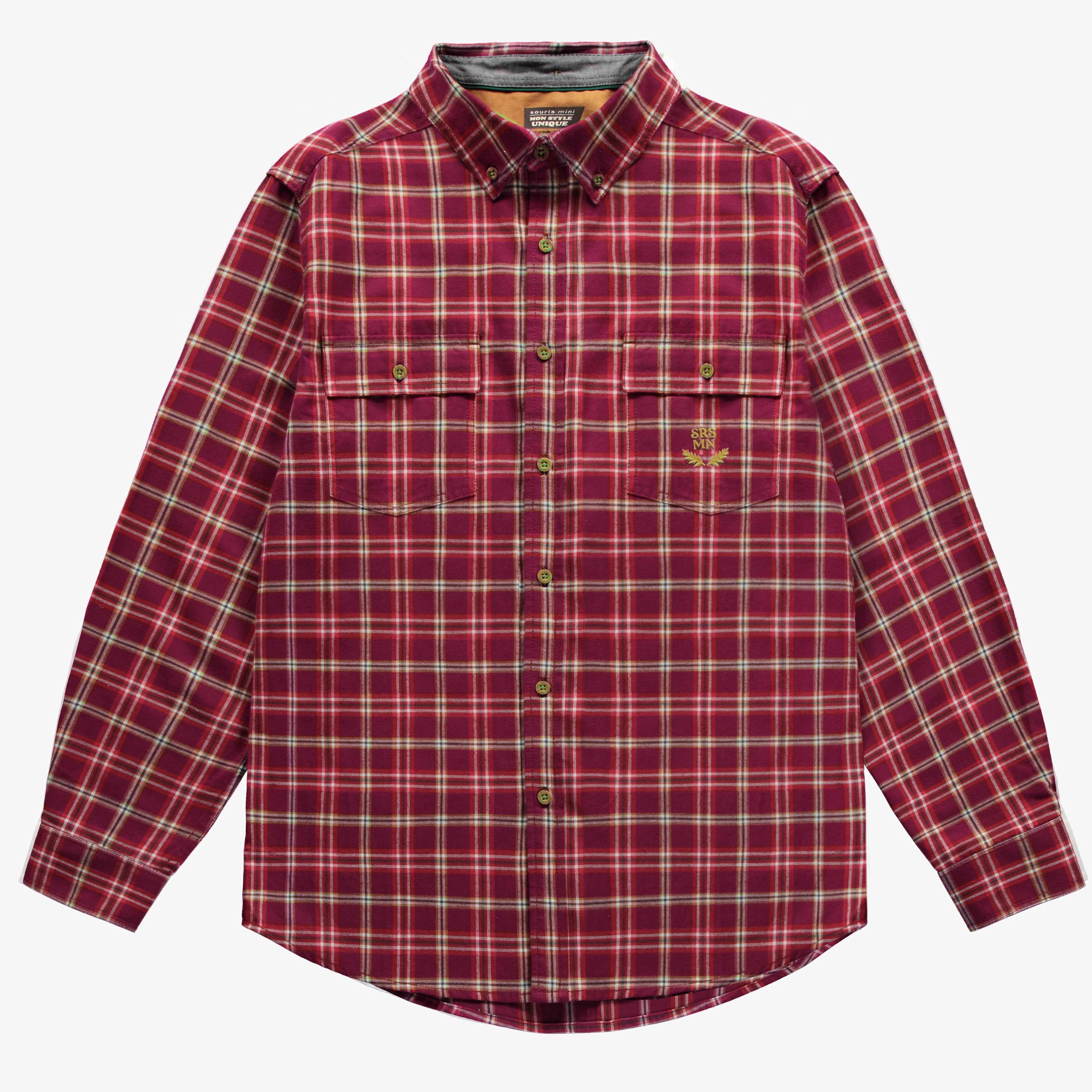 Chemise rouge et blanche à carreaux en flanelle brossée, adulte