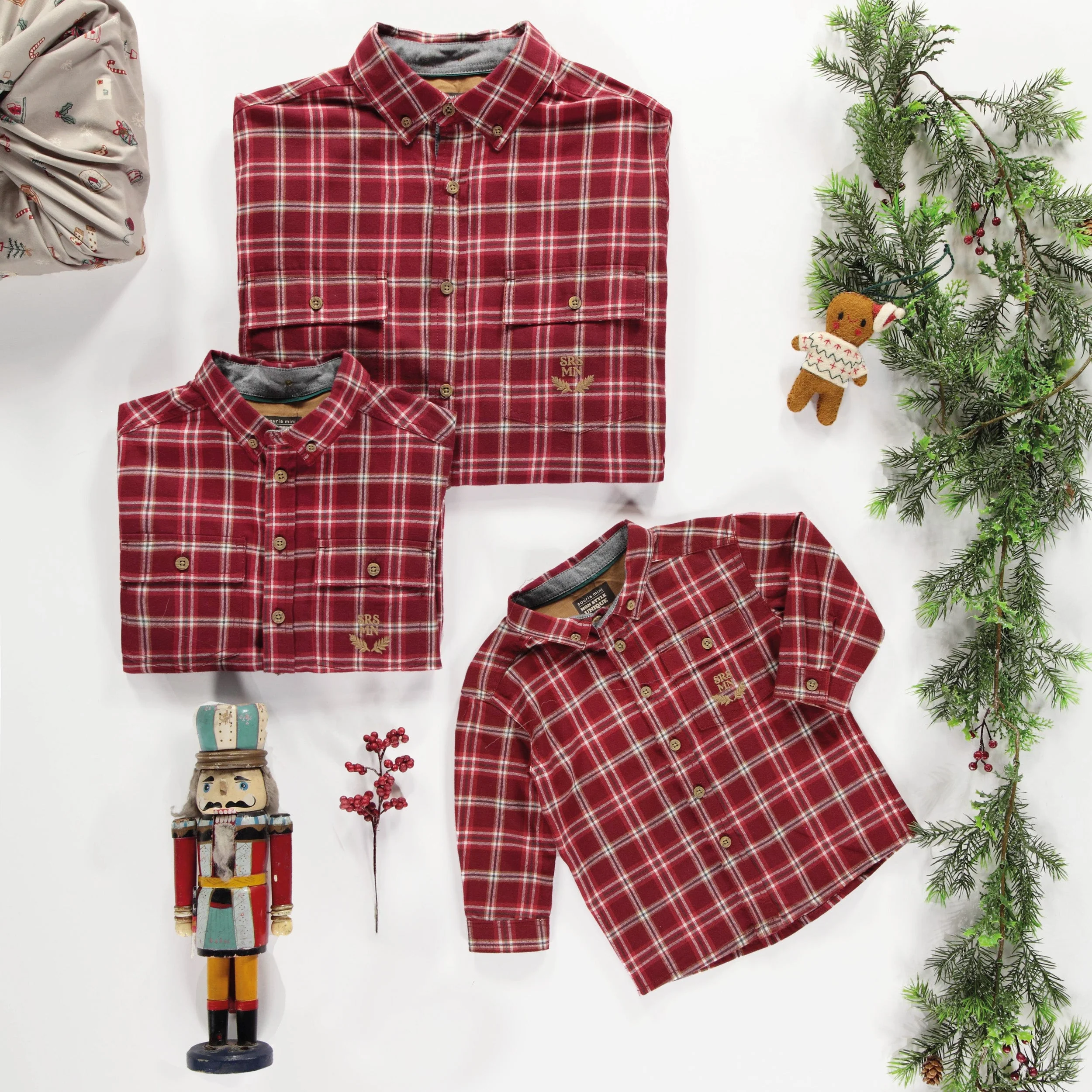 Chemise rouge et blanche à carreaux en flanelle brossée, adulte - Image 2