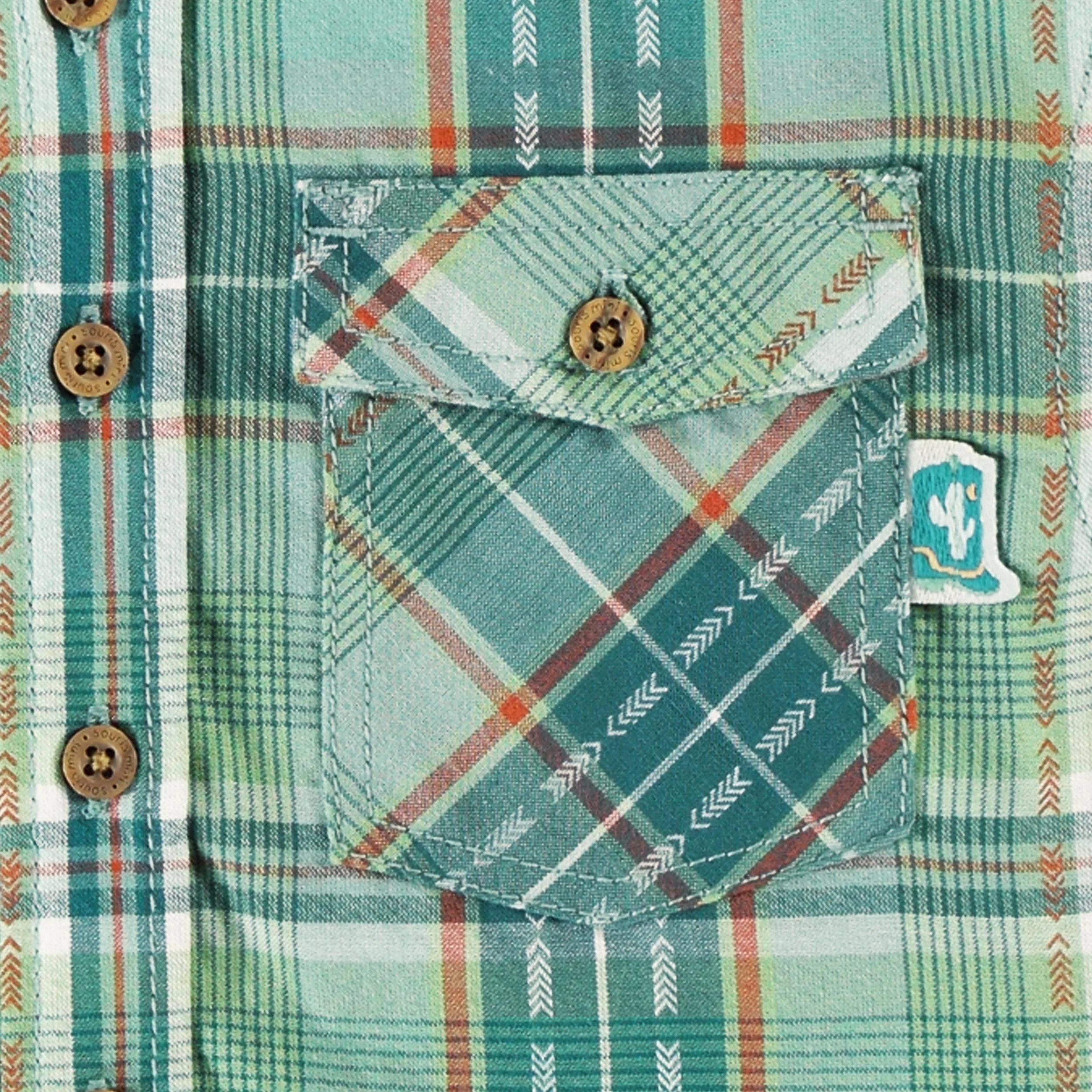 Chemise turquoise à carreaux, bébé - Image 2