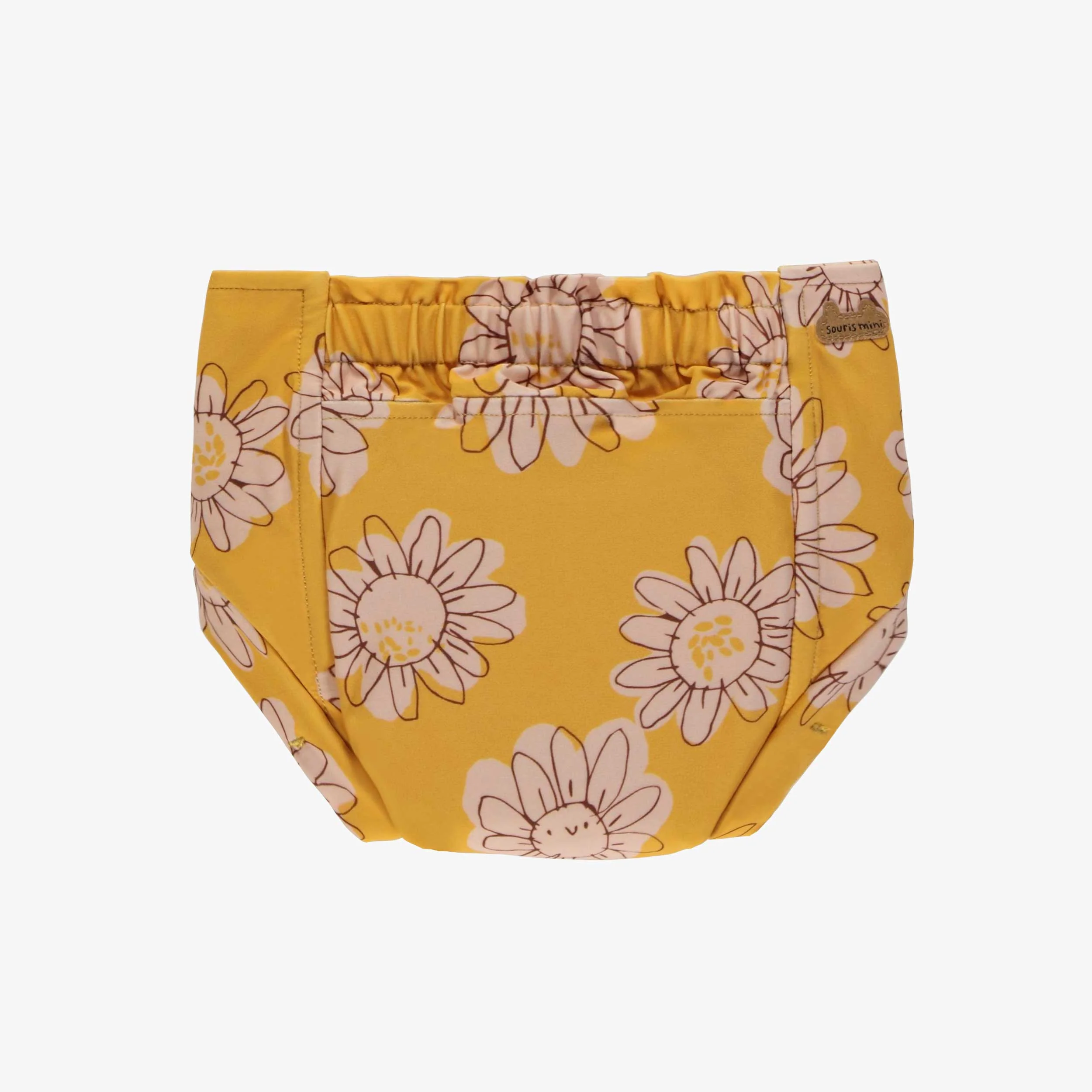 Couche réutilisable ultramince jaune à motif de fleurs, bébé - Image 4