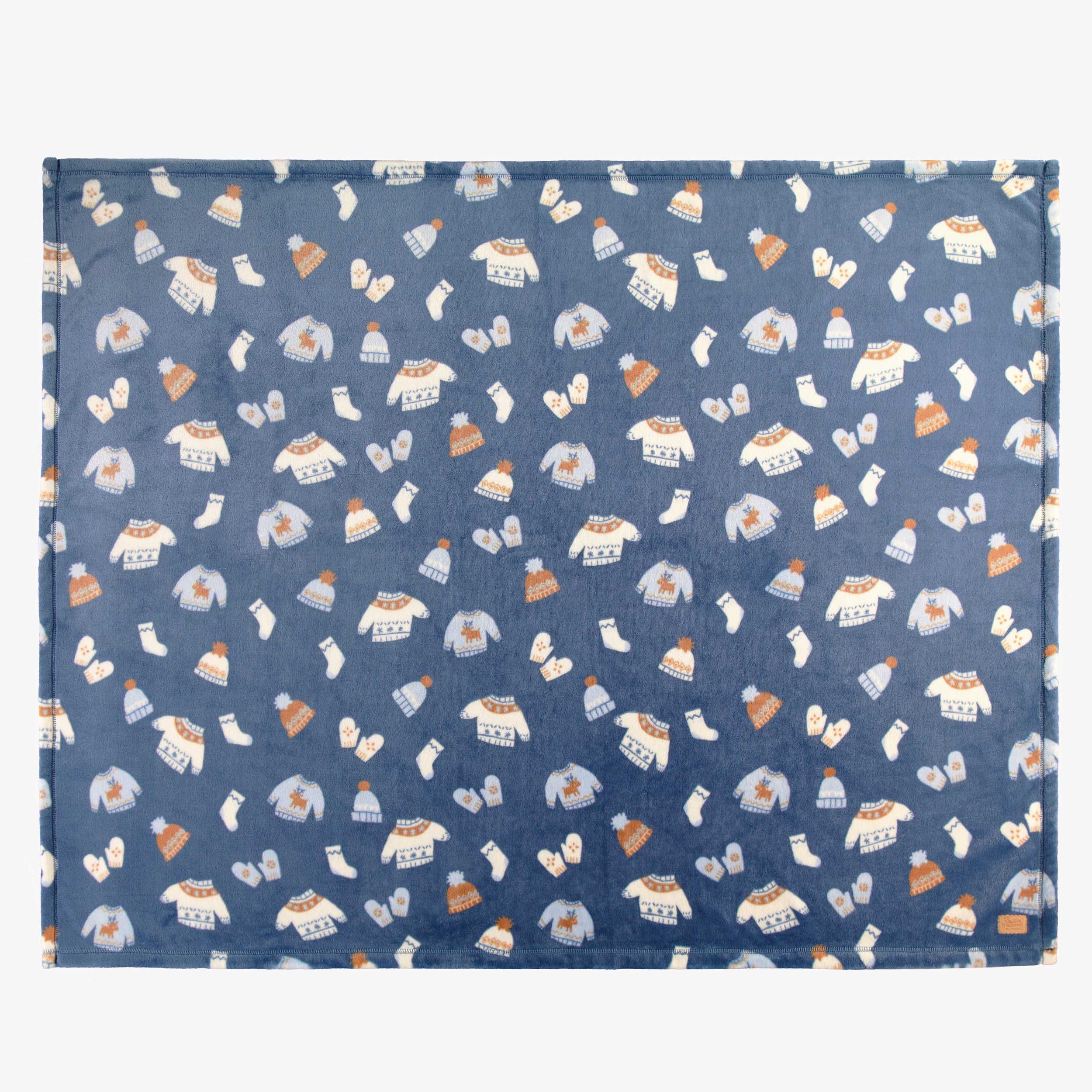 Couverture bleue à motif automnal en peluche, enfant