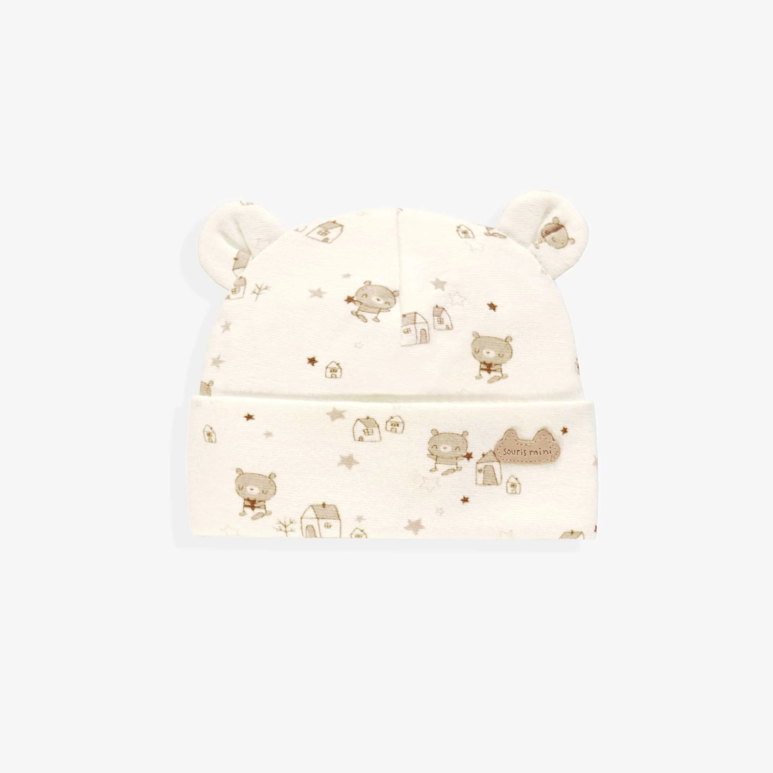 L’ensemble pyjama, bavoir et chapeau crème et beige, naissance - Image 6