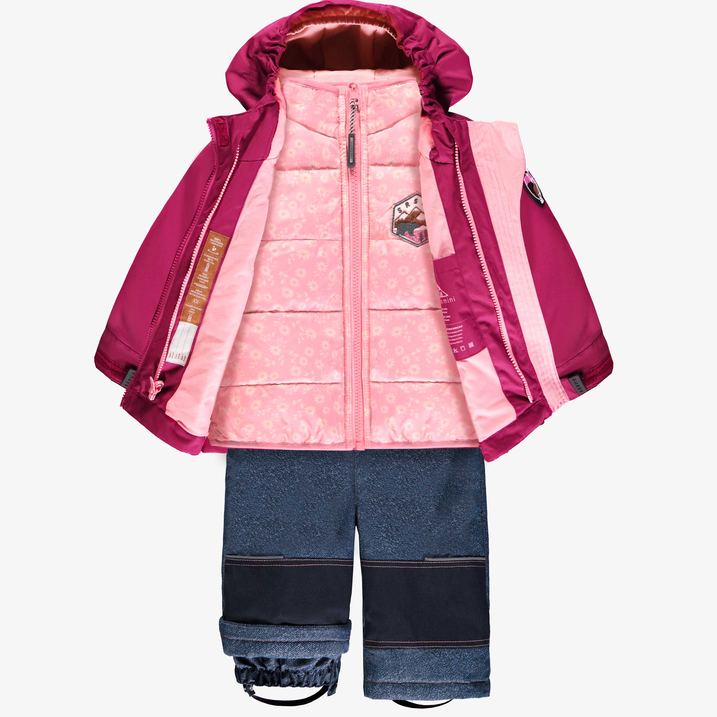 Habit de neige 3 en 1 rose et bleu denim, bébé - Image 3