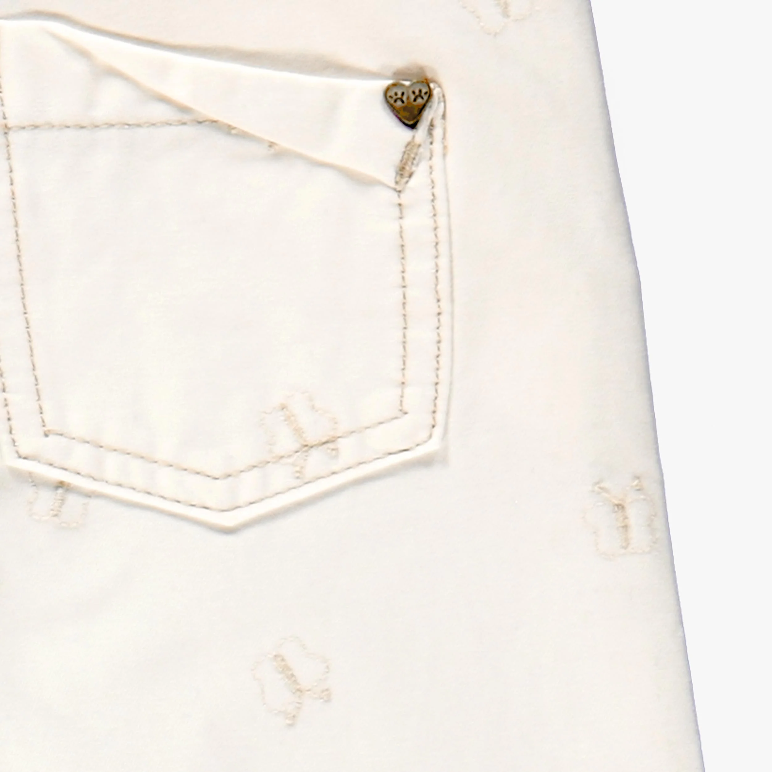 Jean crème avec broderies de papillons, enfant - Image 3