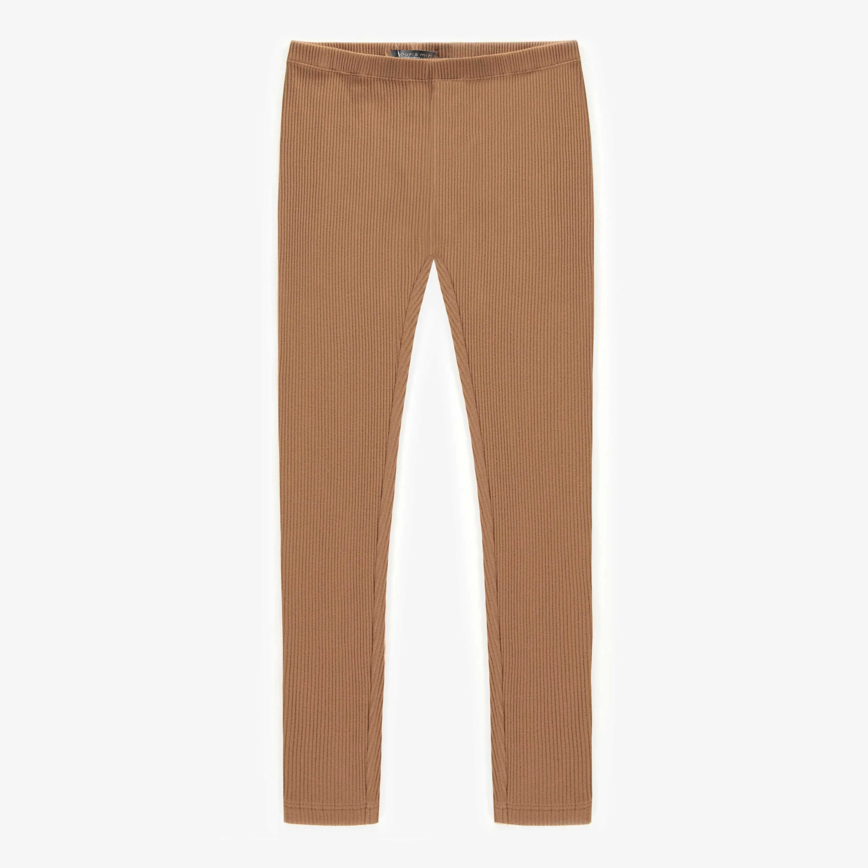 Legging long brun en tricot côtelé irrégulier, enfant
