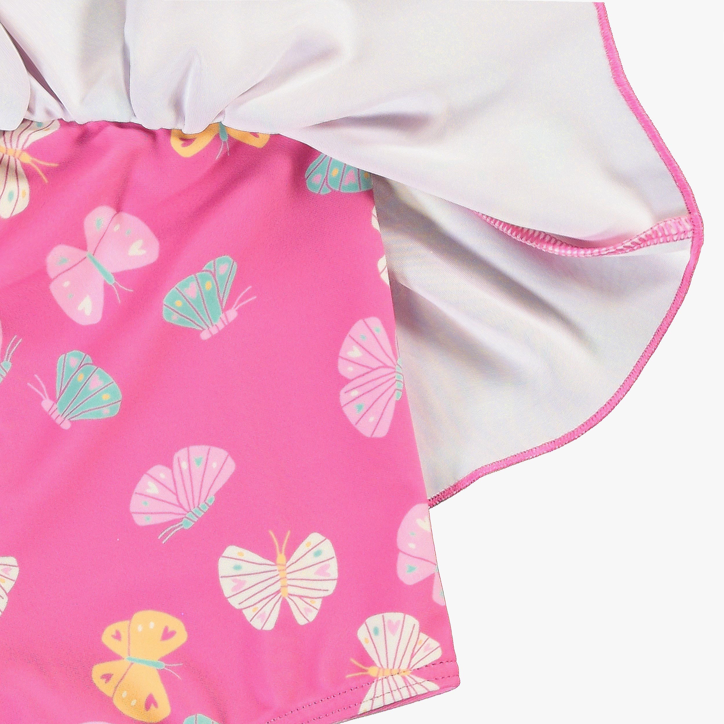 Maillot de bain deux pièces rose à motifs de papillons, bébé - Image 4