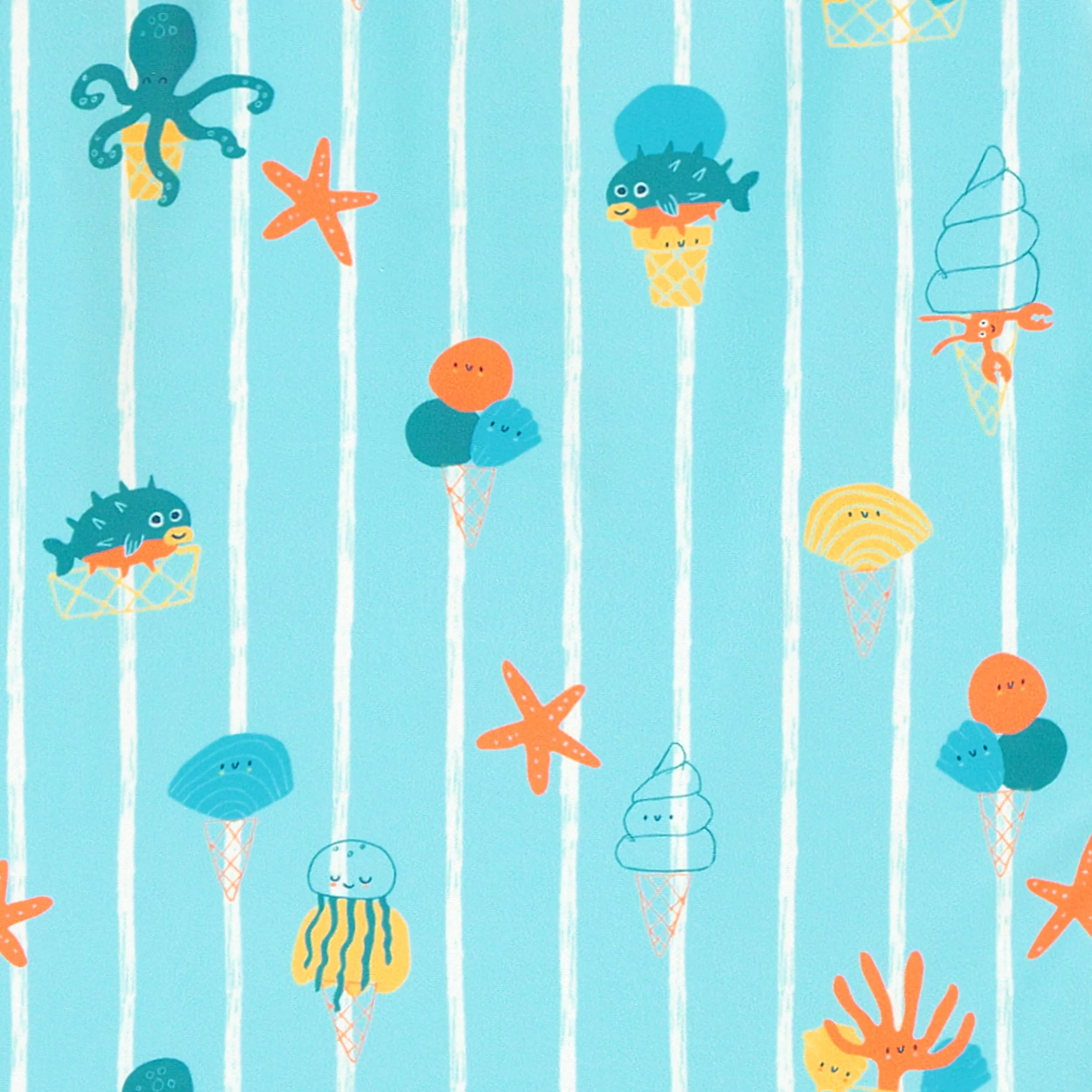 Maillot de bain une pièce bleu avec rayures et motifs, bébé - Image 6