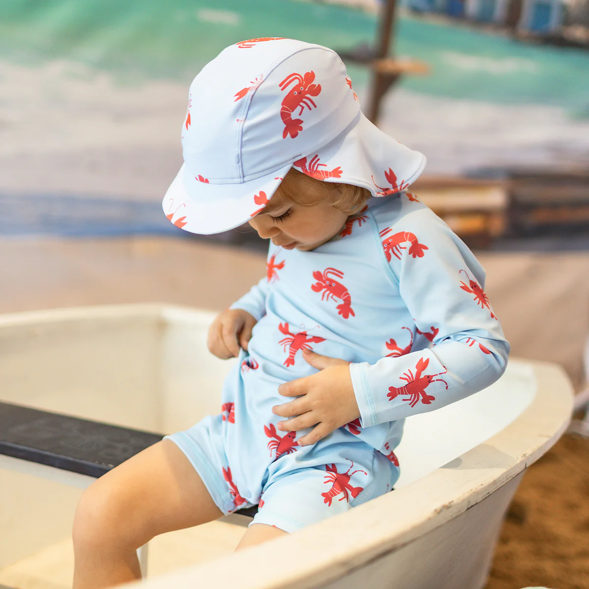 Maillot de bain une pièce bleu pâle à motifs de homards, bébé - Image 4