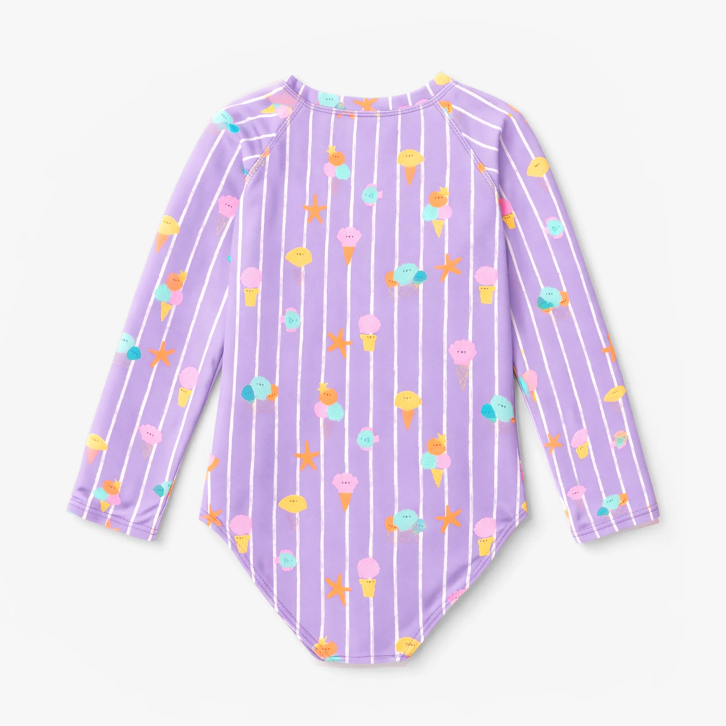 Maillot de bain une pièce mauve avec rayures et motifs, enfant - Image 7