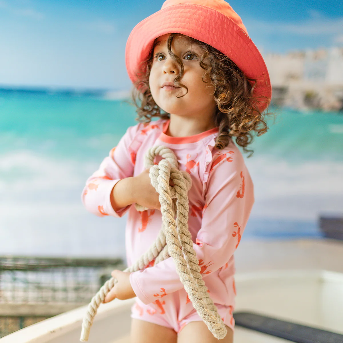 Maillot de bain une pièce rose à motifs de homards, bébé - Image 3