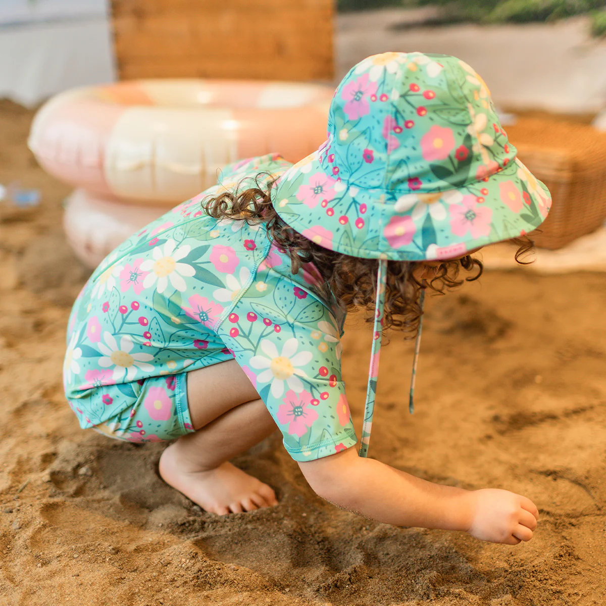 Maillot de bain une pièce turquoise à motif floral, bébé - Image 4