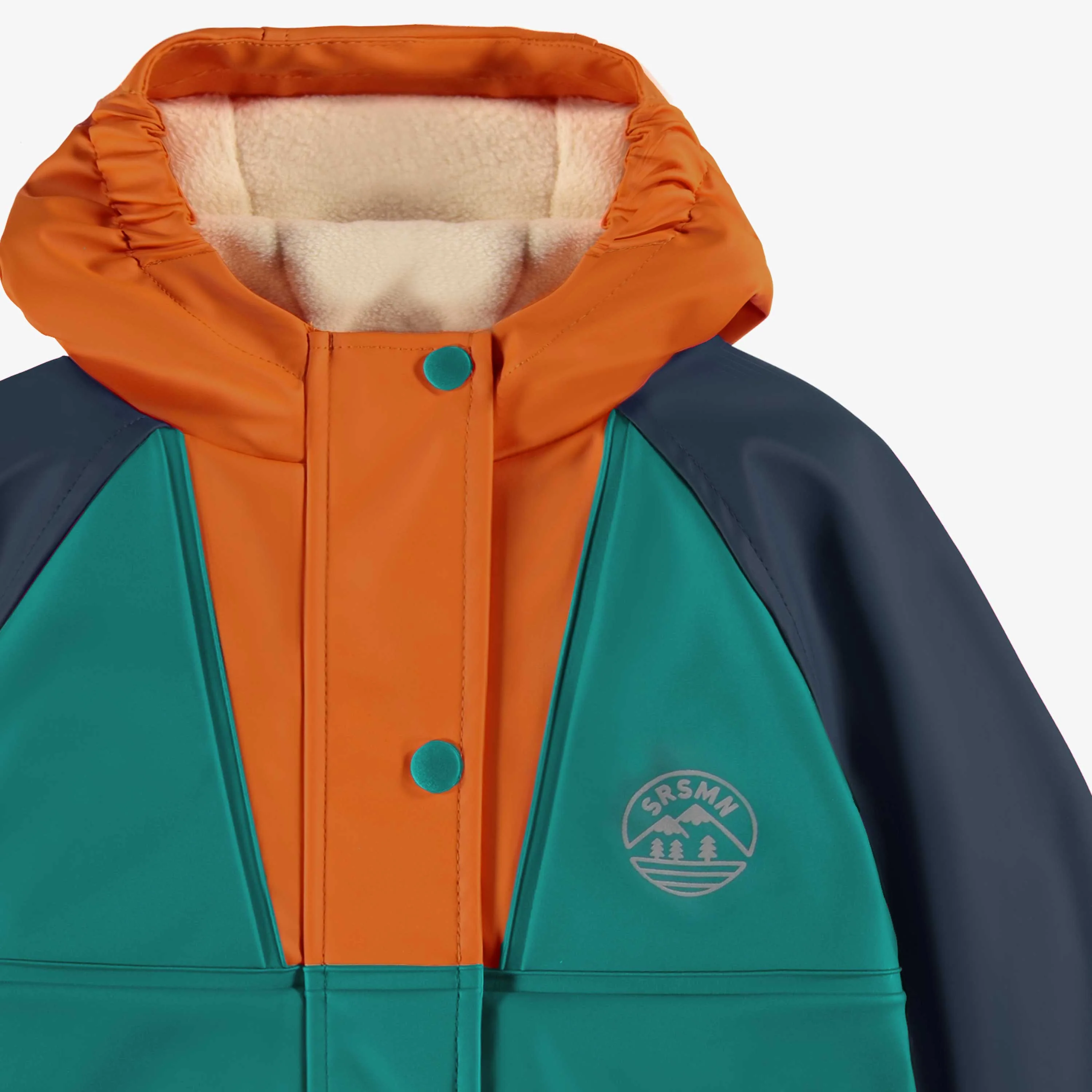 Manteau imperméable bleu, turquoise et orange, bébé - Image 6