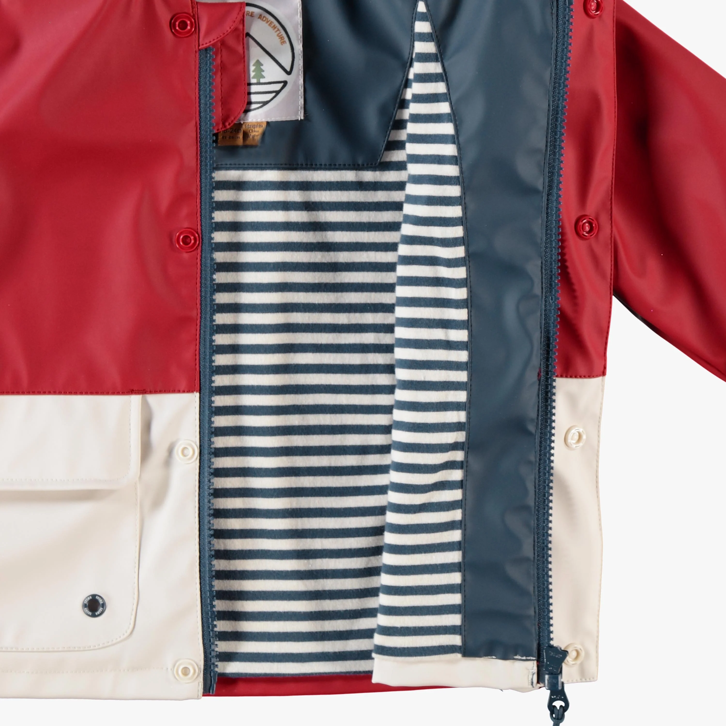 Manteau imperméable rouge et crème, bébé - Image 4