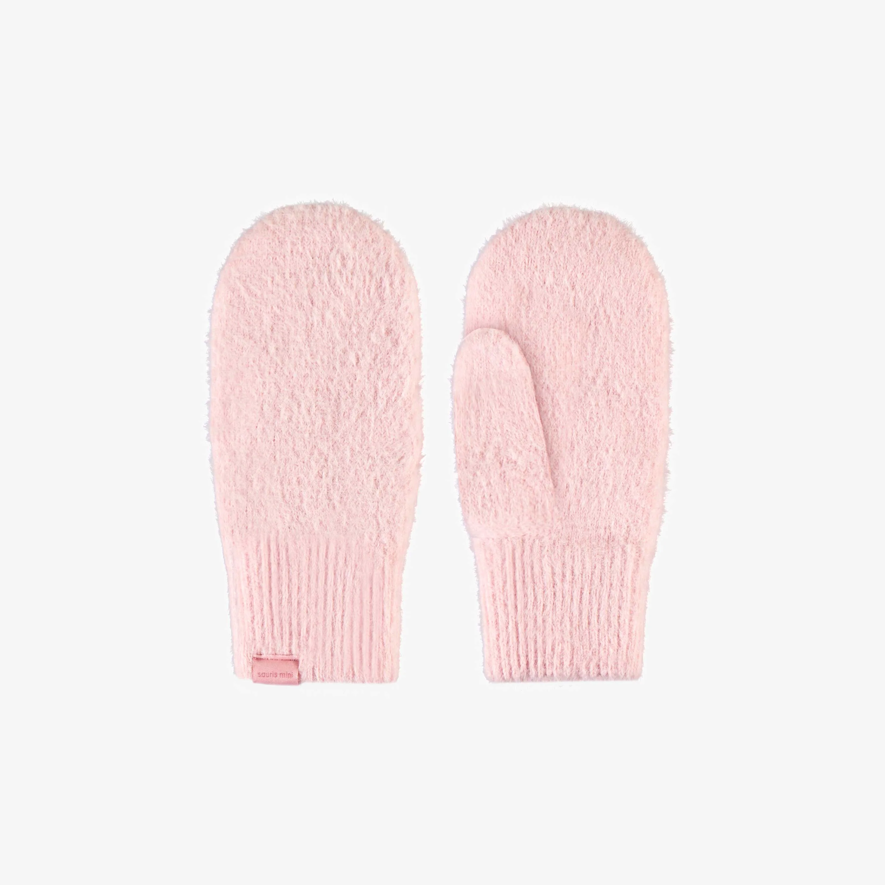 Mitaines rose pâle en tricot, enfant