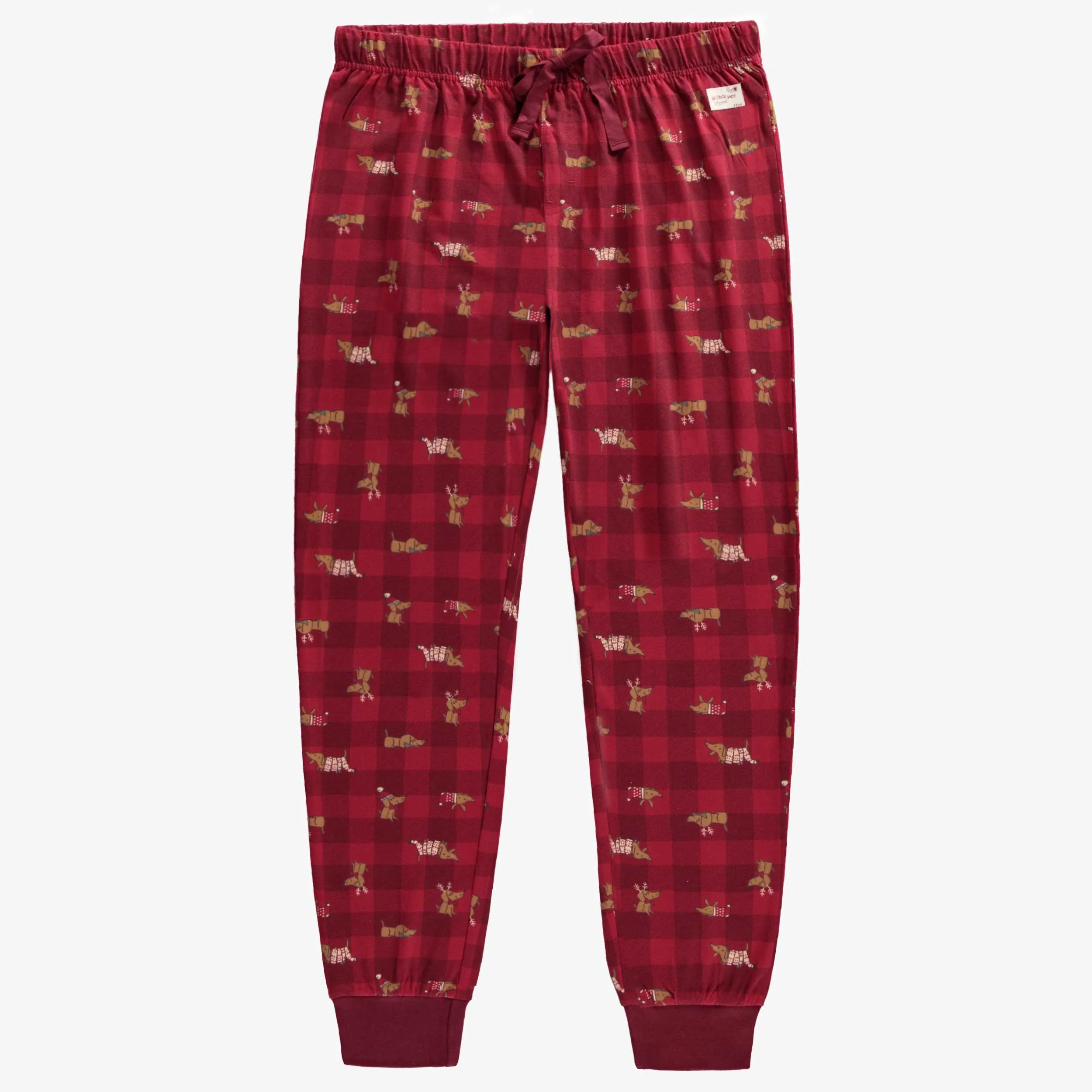 Pantalon de pyjama des fêtes rouge à carreaux en coton, adulte
