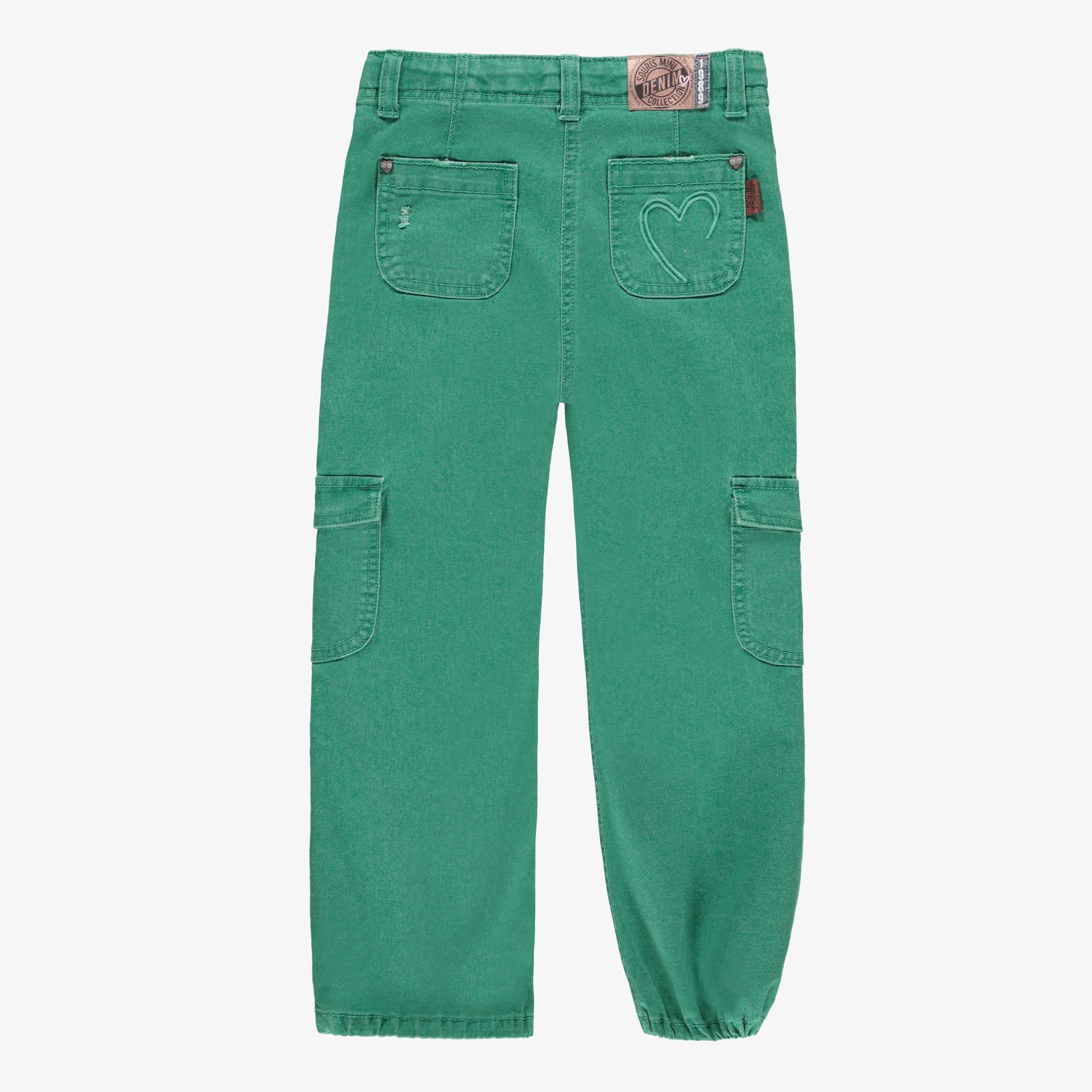 Pantalon en denim lyocell vert à poches cargo, enfant - Image 6