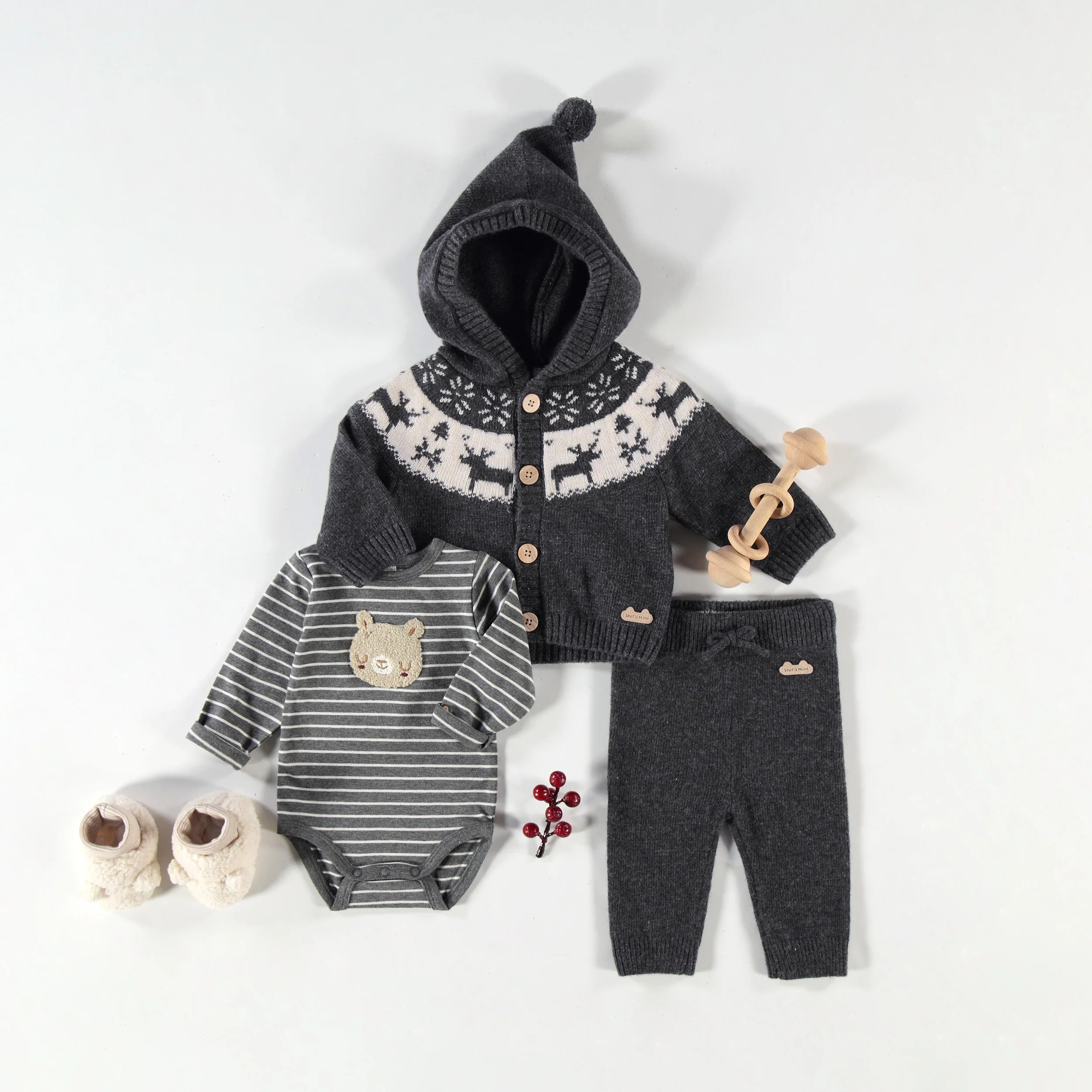Pantalon gris en tricot, naissance - Image 5