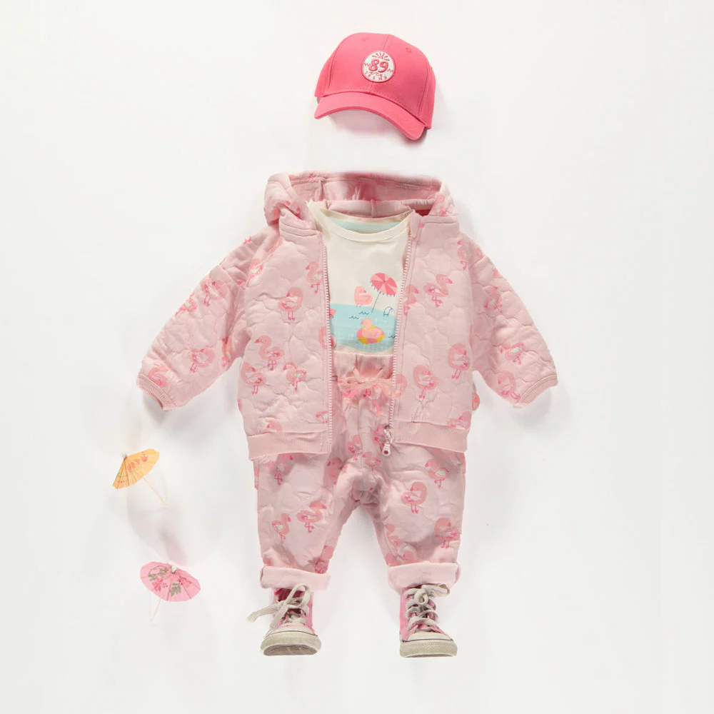 Pantalon rose en jersey matelassé à motifs, bébé - Image 3