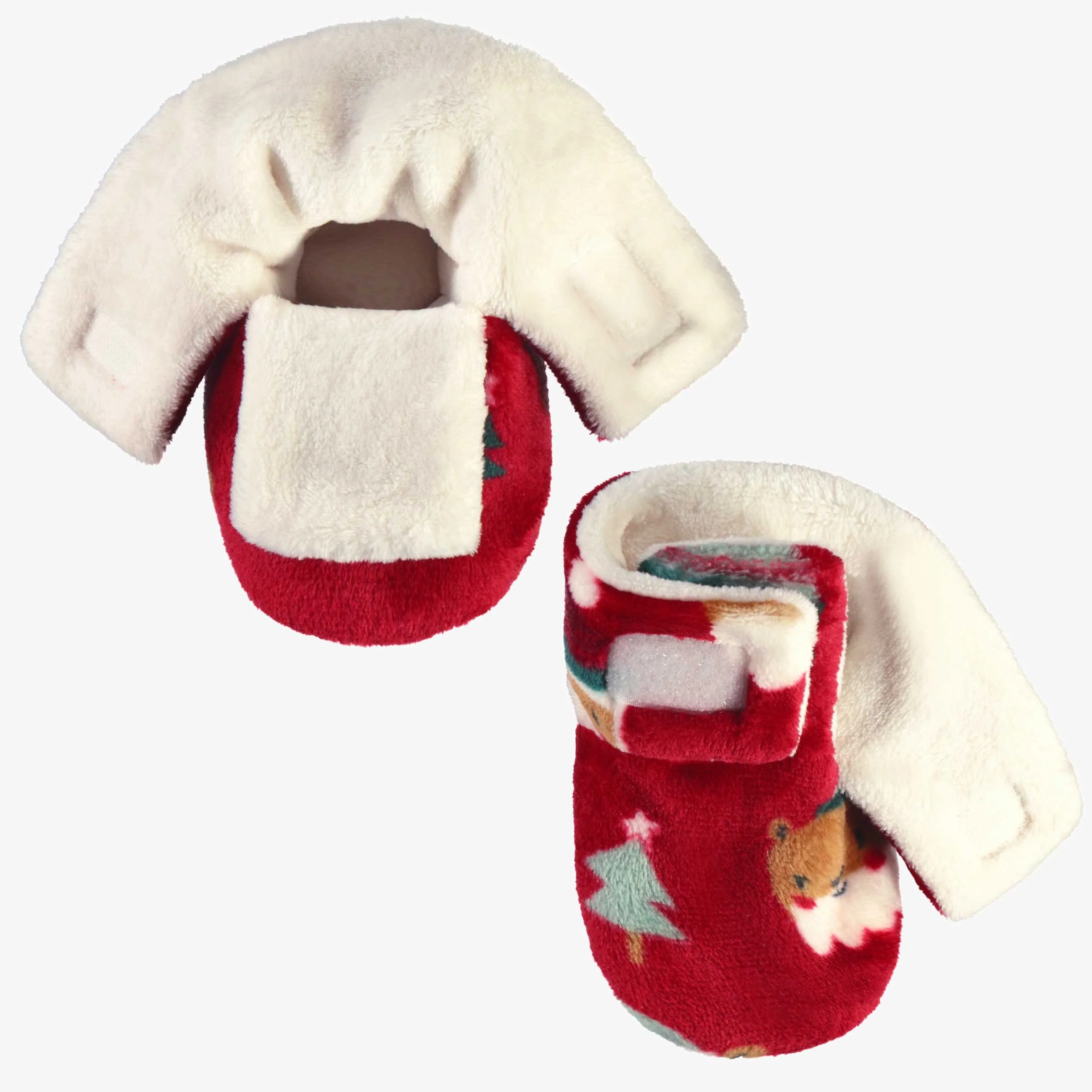 Pantoufles rouges en peluche avec motifs des Fêtes, enfant - Image 4