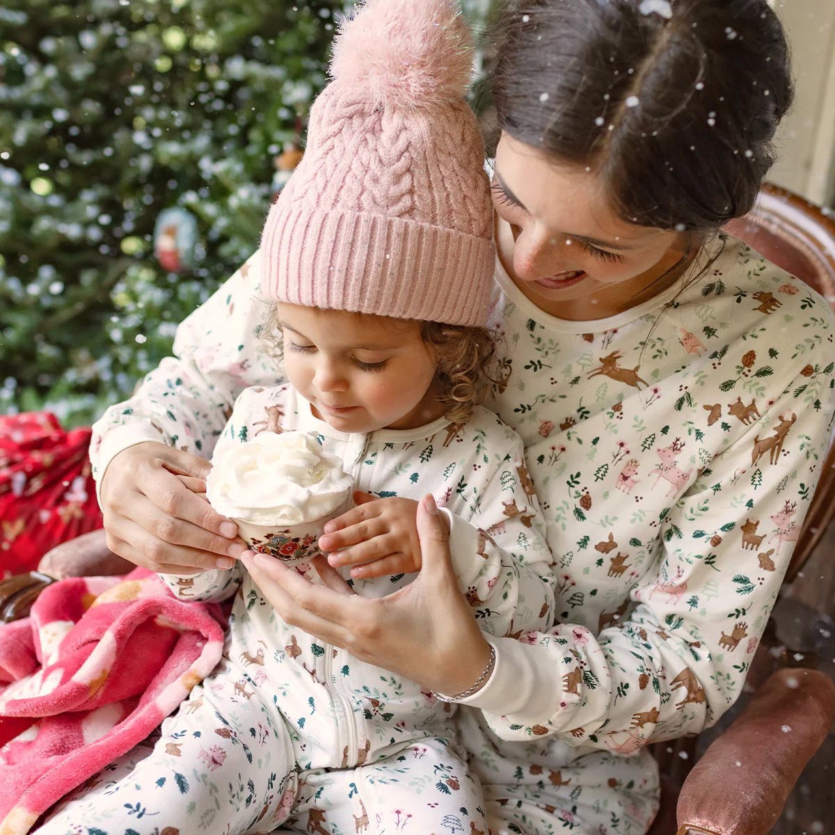 Pyjama des fêtes crème en jersey à motifs de rennes, bébé - Image 2