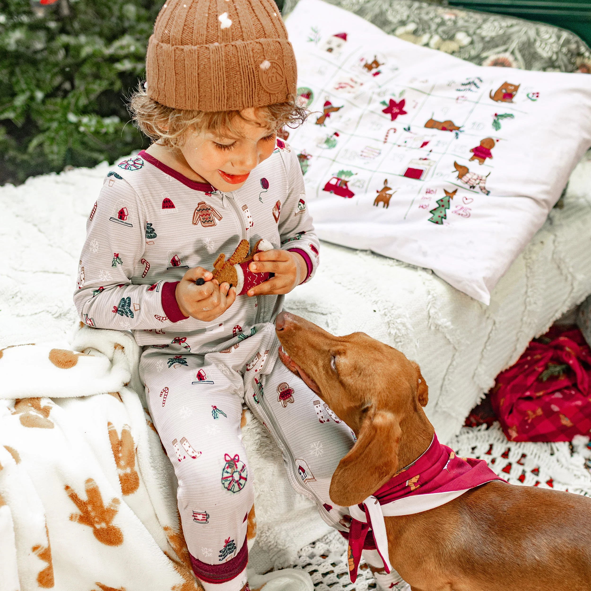 Pyjama des fêtes gris une-pièce en polyester brossé, bébé - Image 2