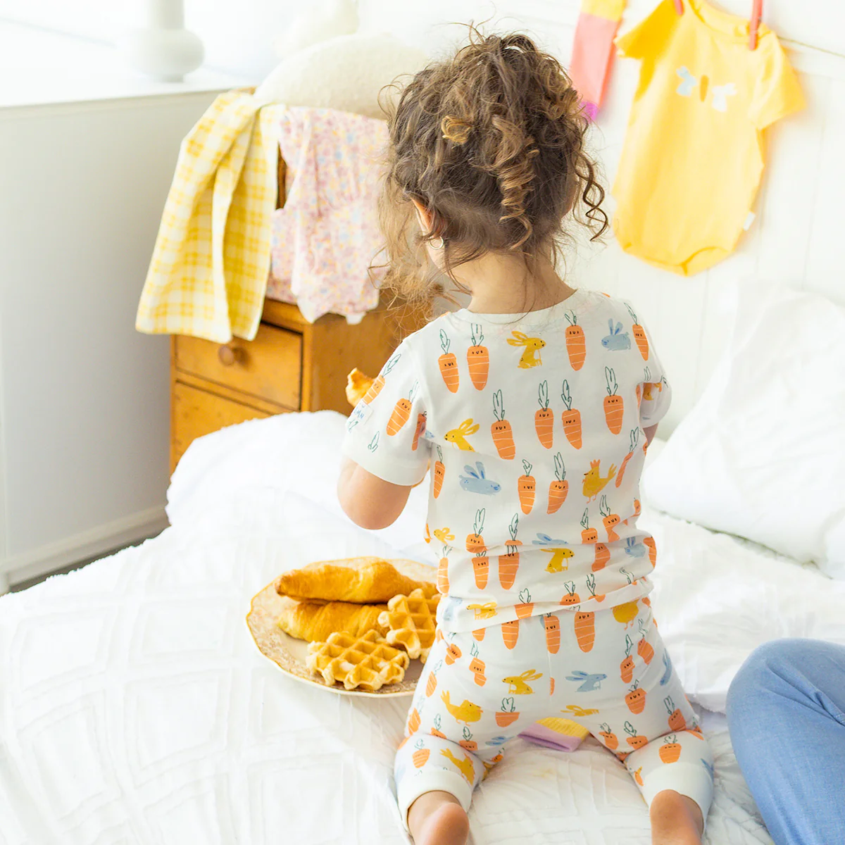 Pyjama deux pièces blanc à motifs de Pâques, bébé - Image 3