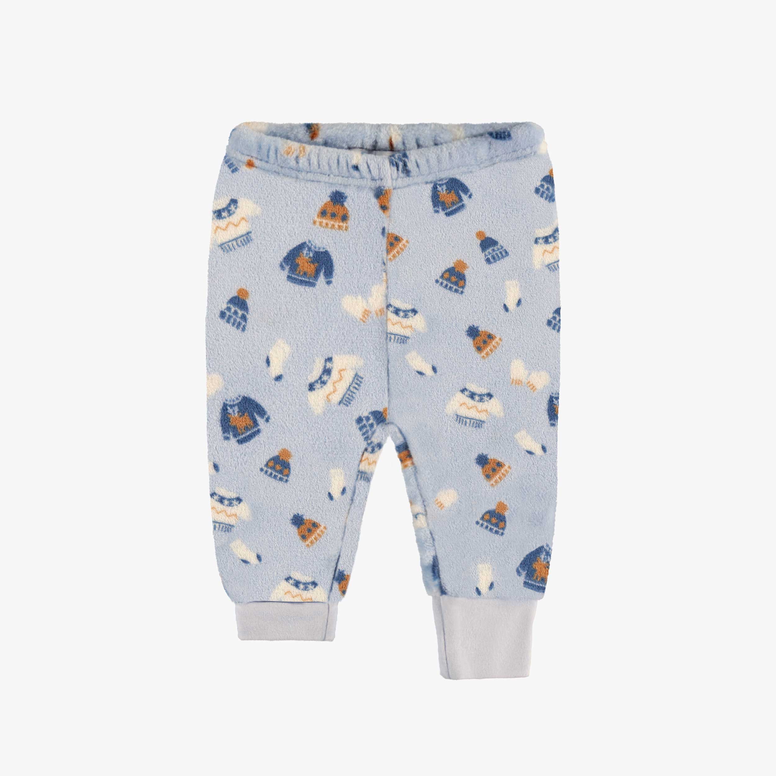 Pyjama deux pièces bleu à motif automnal en peluche, bébé - Image 3