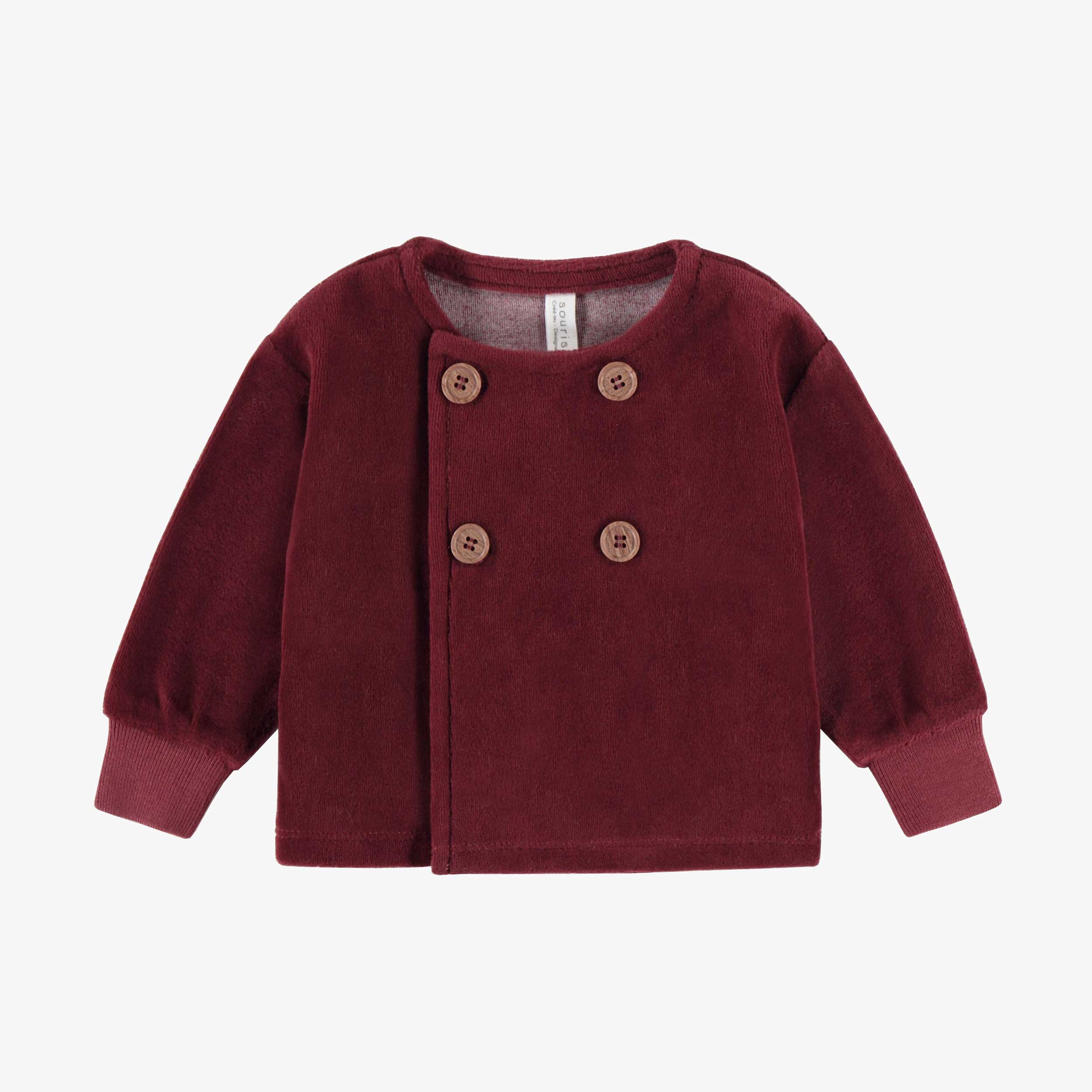 Pyjama deux-pièces rouge avec pieds en velours, naissance - Image 4
