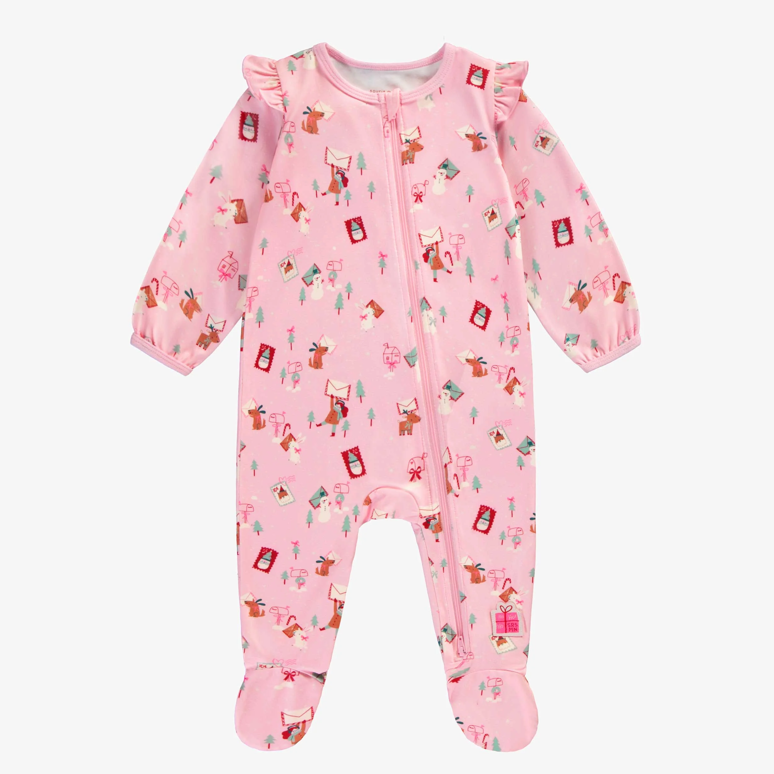 Pyjama une pièce rose à motifs des Fêtes, bébé