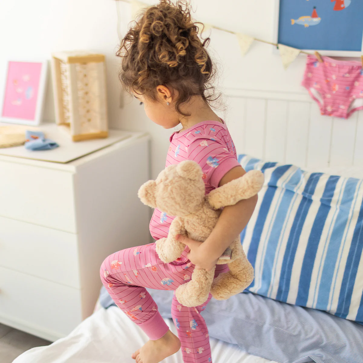 Pyjama une pièce rose à rayures et motifs de poissons, bébé - Image 5