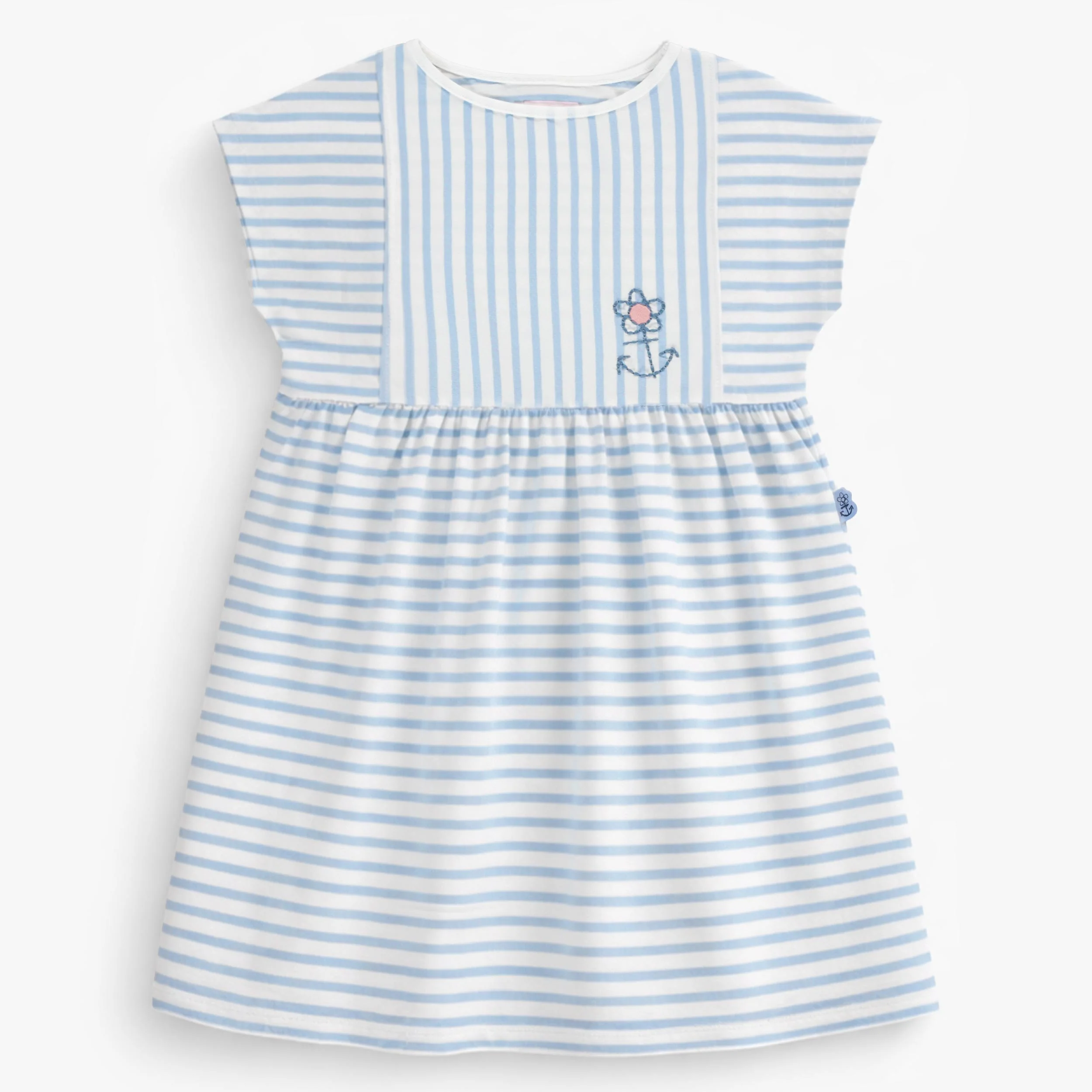 Robe crème à rayures bleues, enfant
