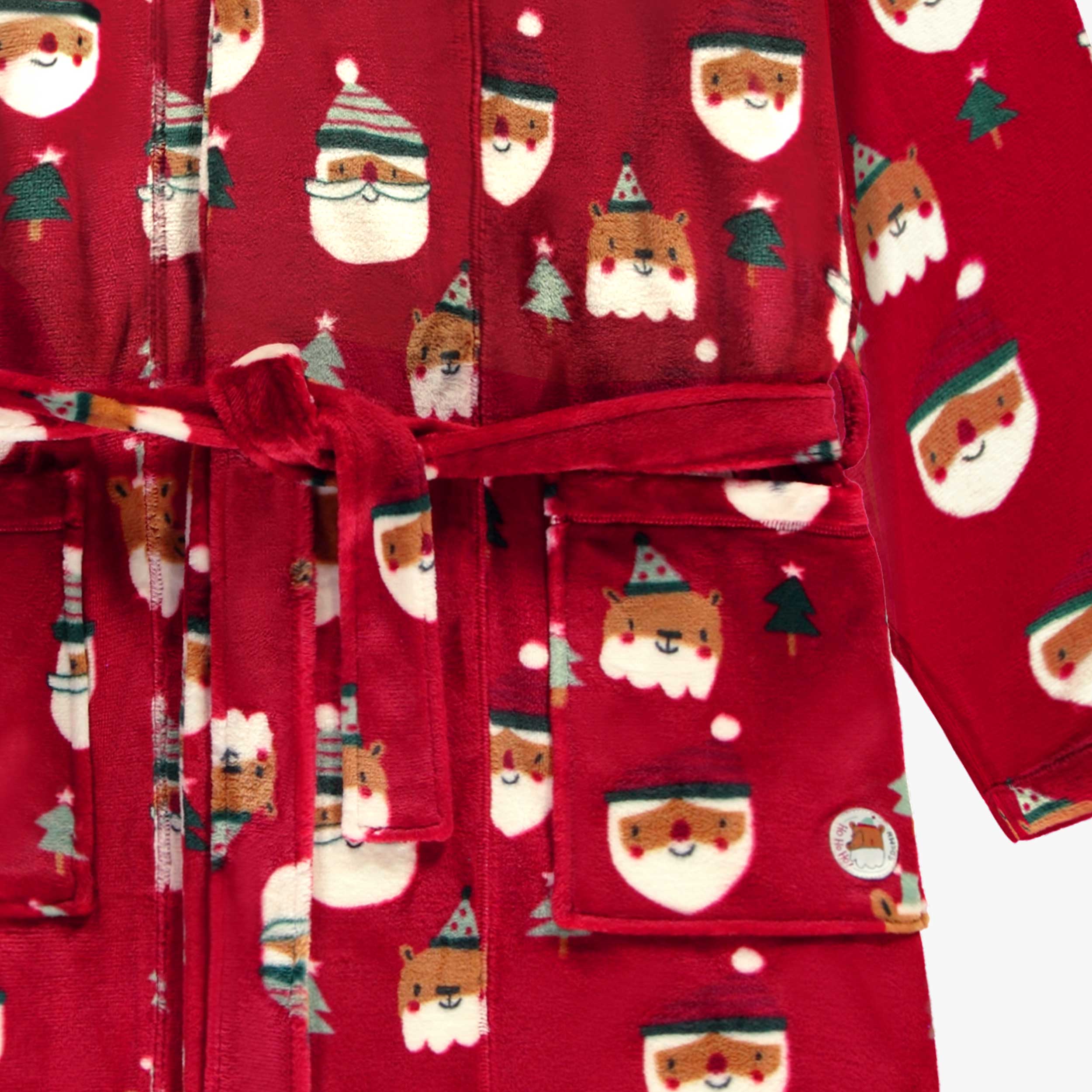 Robe de chambre rouge en peluche avec motifs des Fêtes, adulte - Image 6