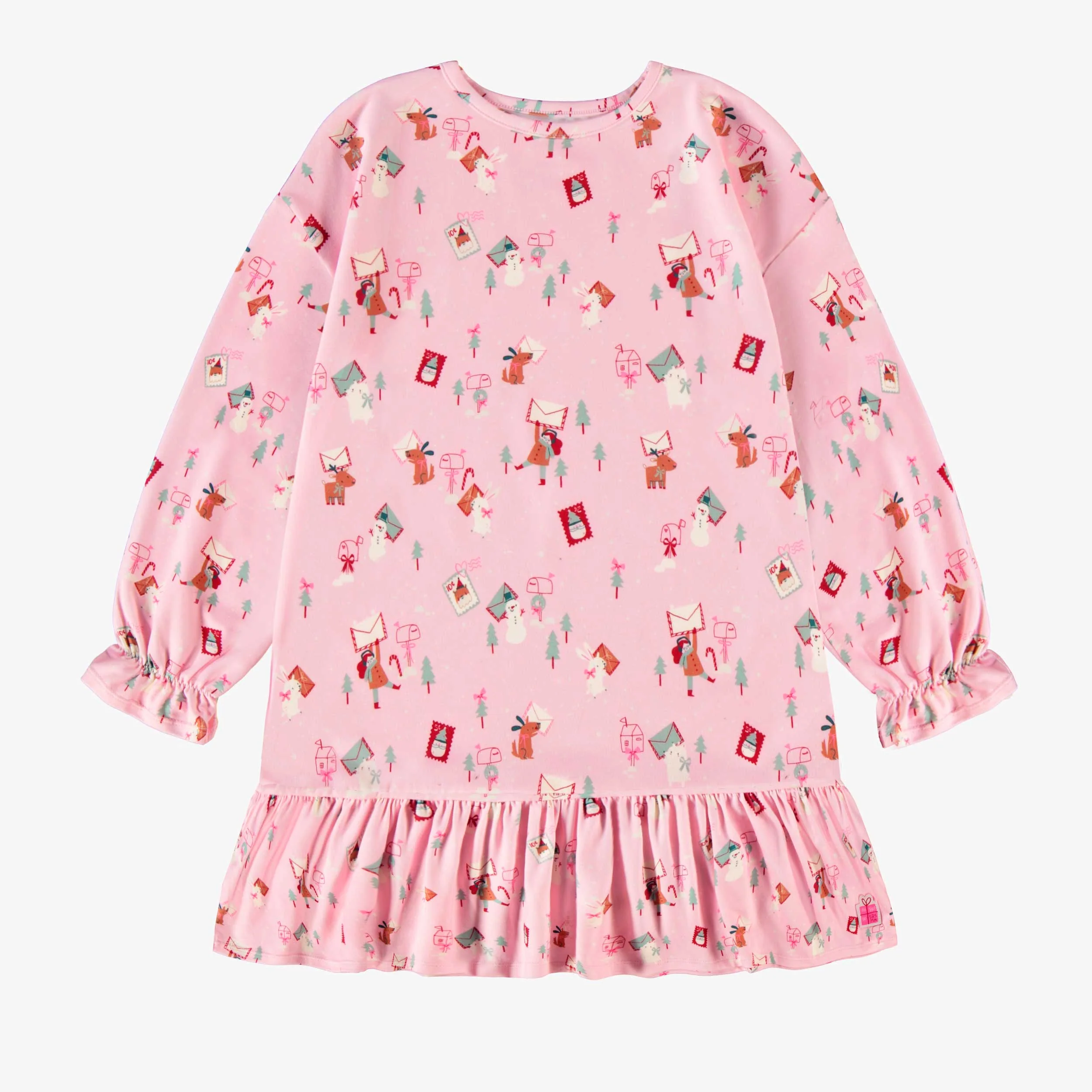 Robe de nuit rose à motifs des Fêtes, enfant
