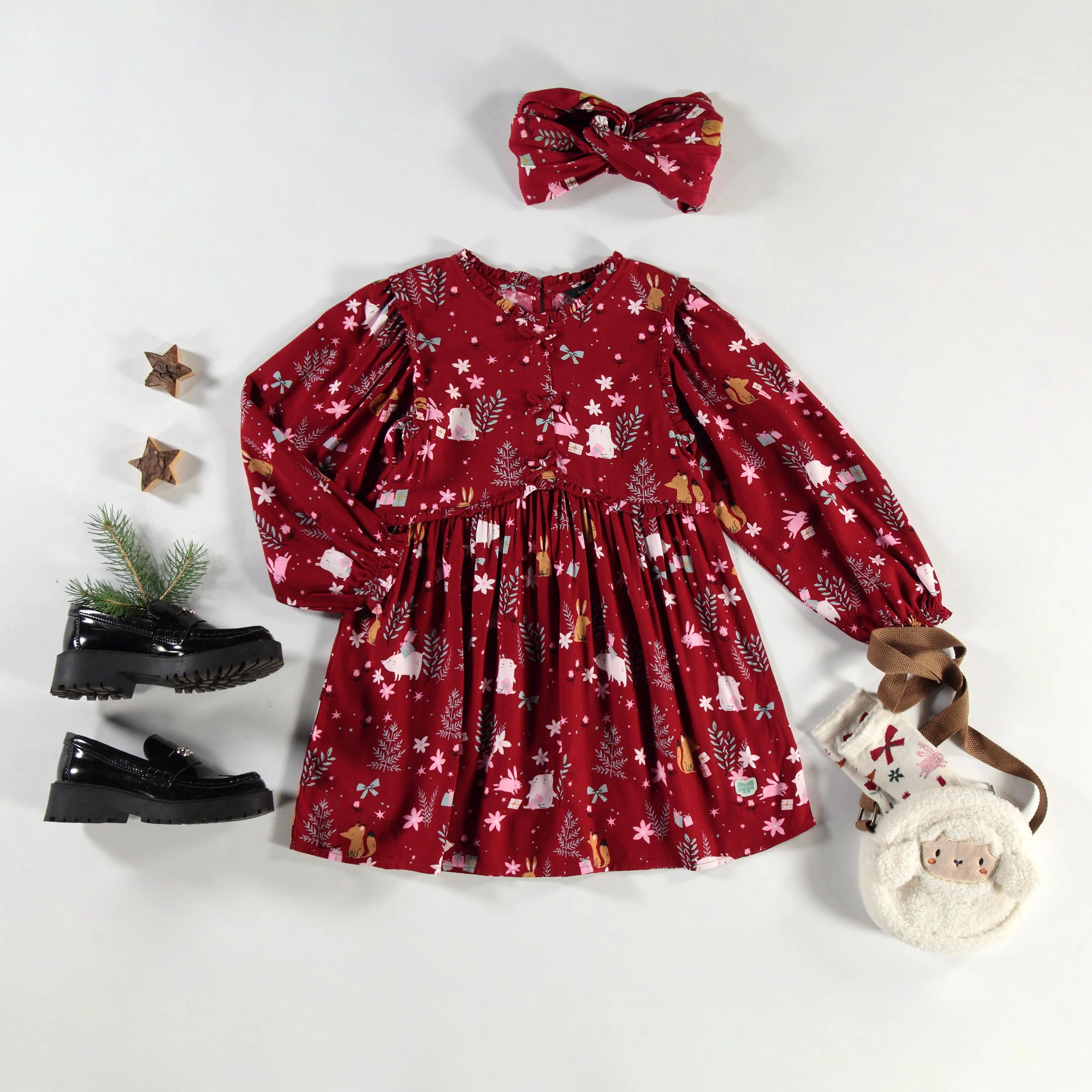 Robe rouge à motifs festifs, enfant - Image 6