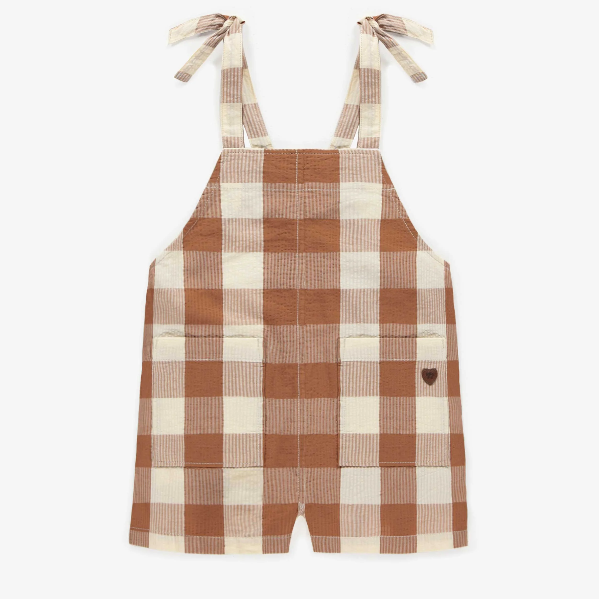 Salopette brune à carreaux en coton, enfant