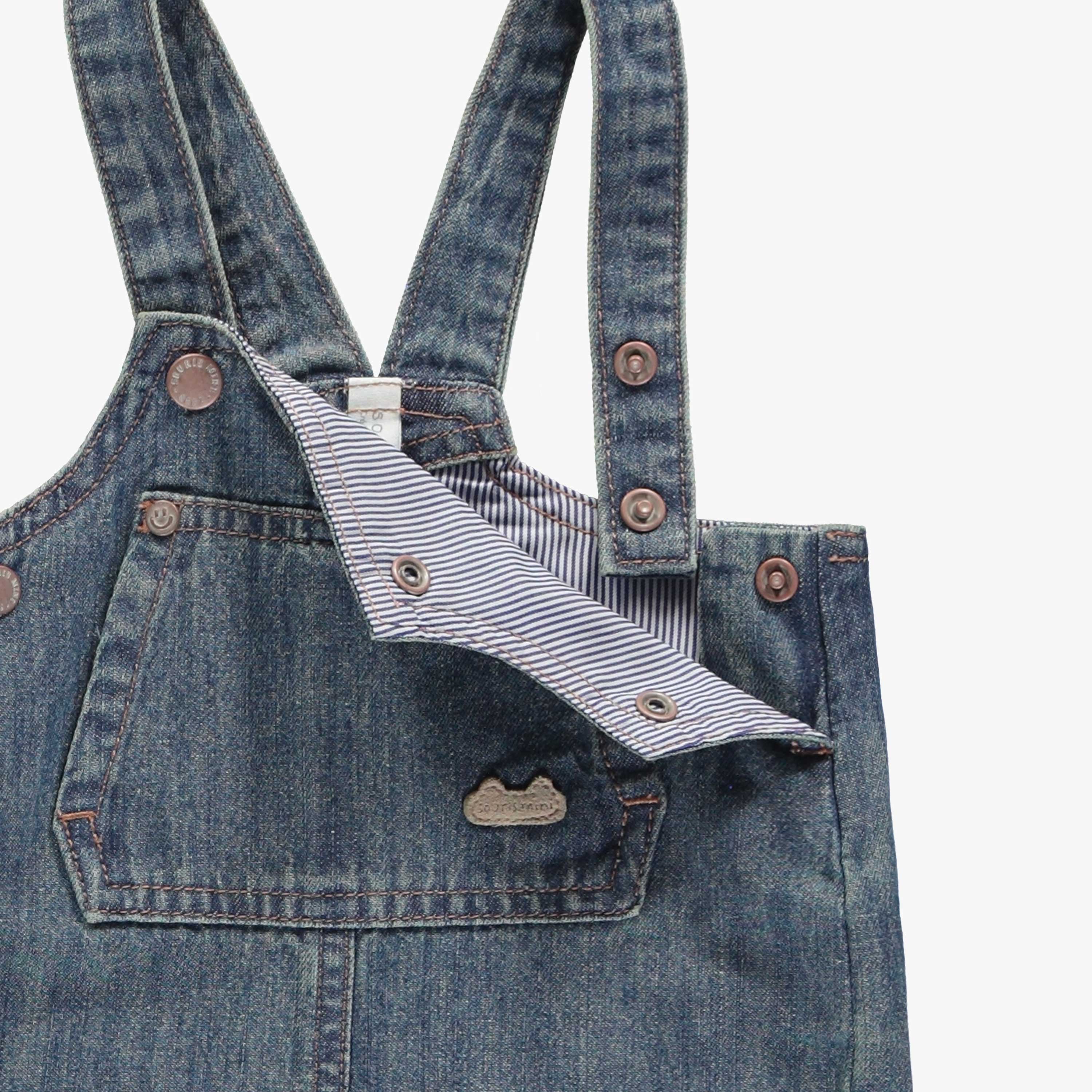 Salopette évolutive coupe large en denim léger bleu moyen, naissance - Image 2